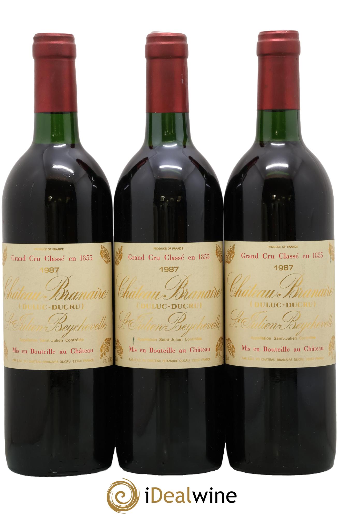 Château Branaire Ducru 4ème Grand Cru Classé 1987 - Posten von 3 Flaschen - 0