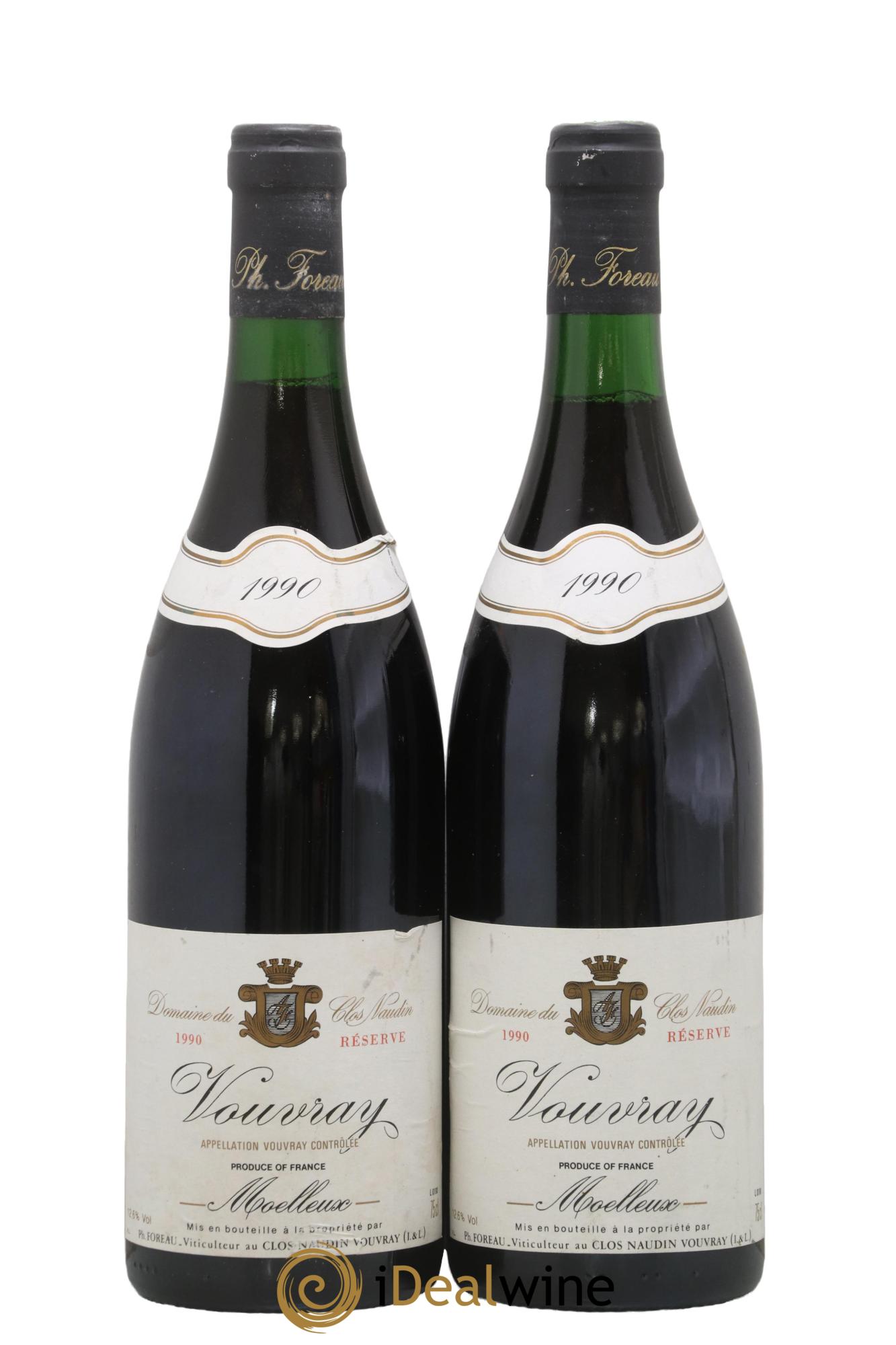 Vouvray Moelleux Réserve Clos Naudin - Philippe Foreau 1990 - Lot of 2 bottles - 0