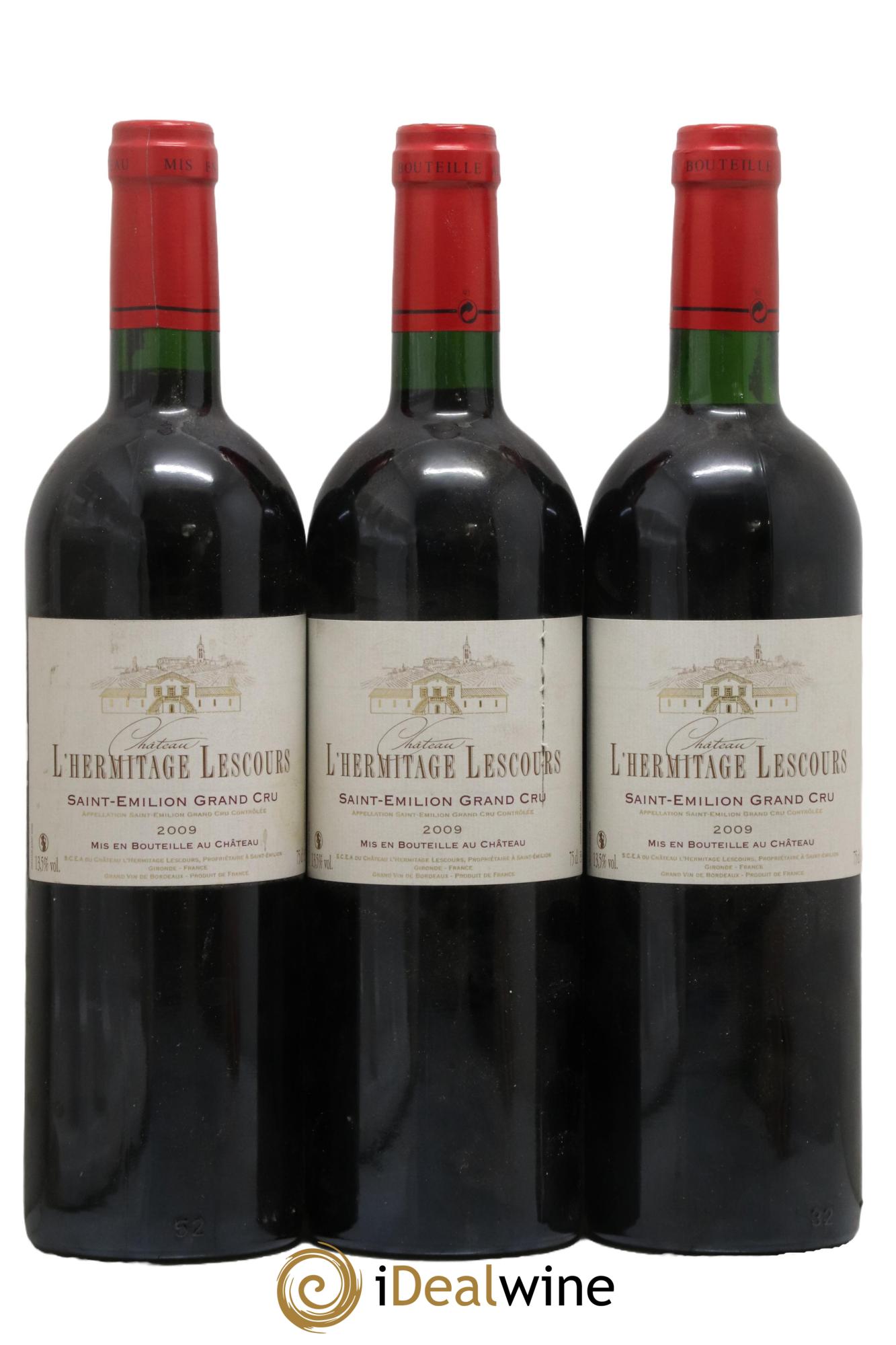 Saint-Émilion Grand Cru Château L'Hermitage Lescours 2009 - Posten von 3 Flaschen - 0