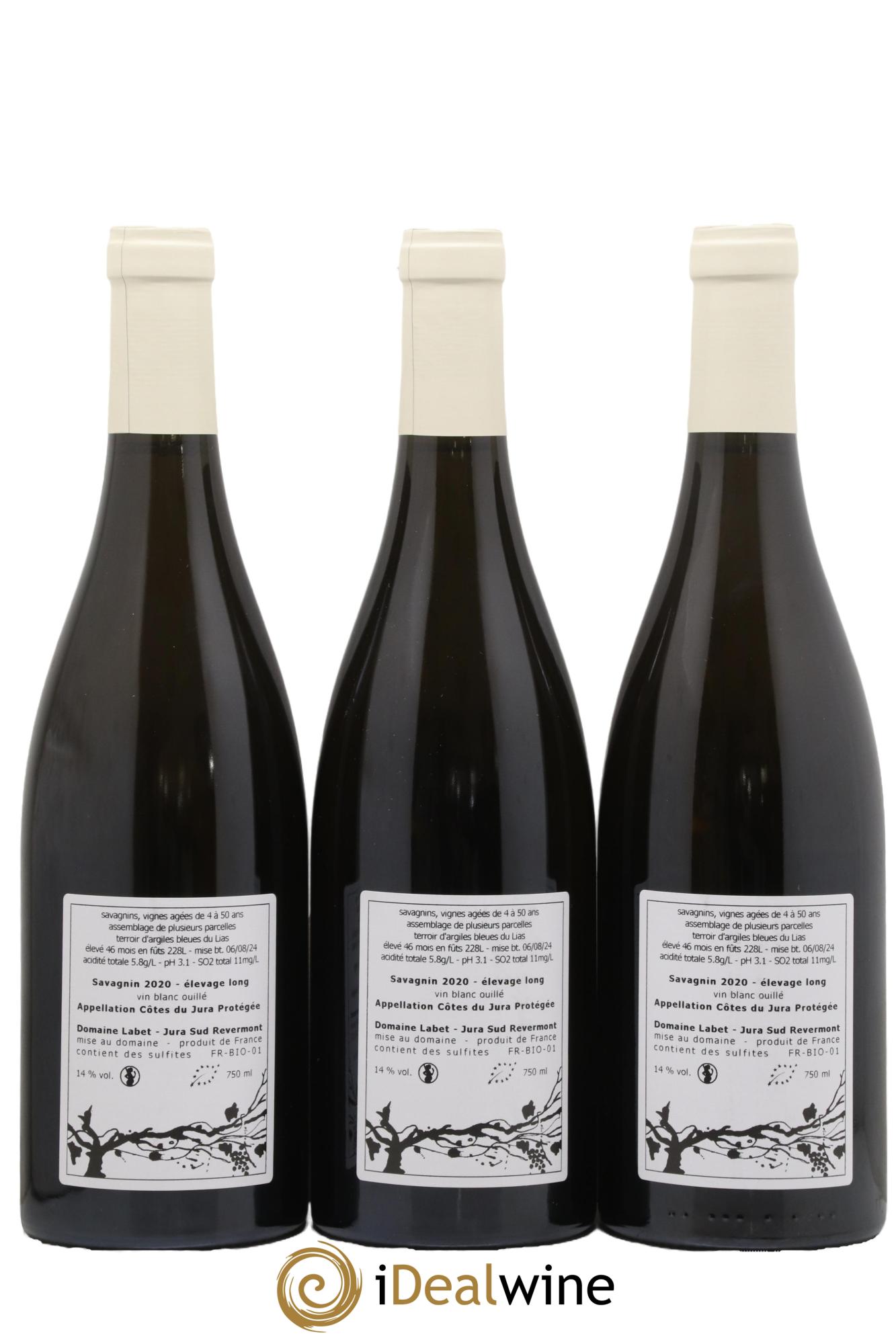 Côtes du Jura Savagnin en Chalasse Elevage Long Romain - Julien - Charline Labet 2020 - Lot de 3 bouteilles - 1
