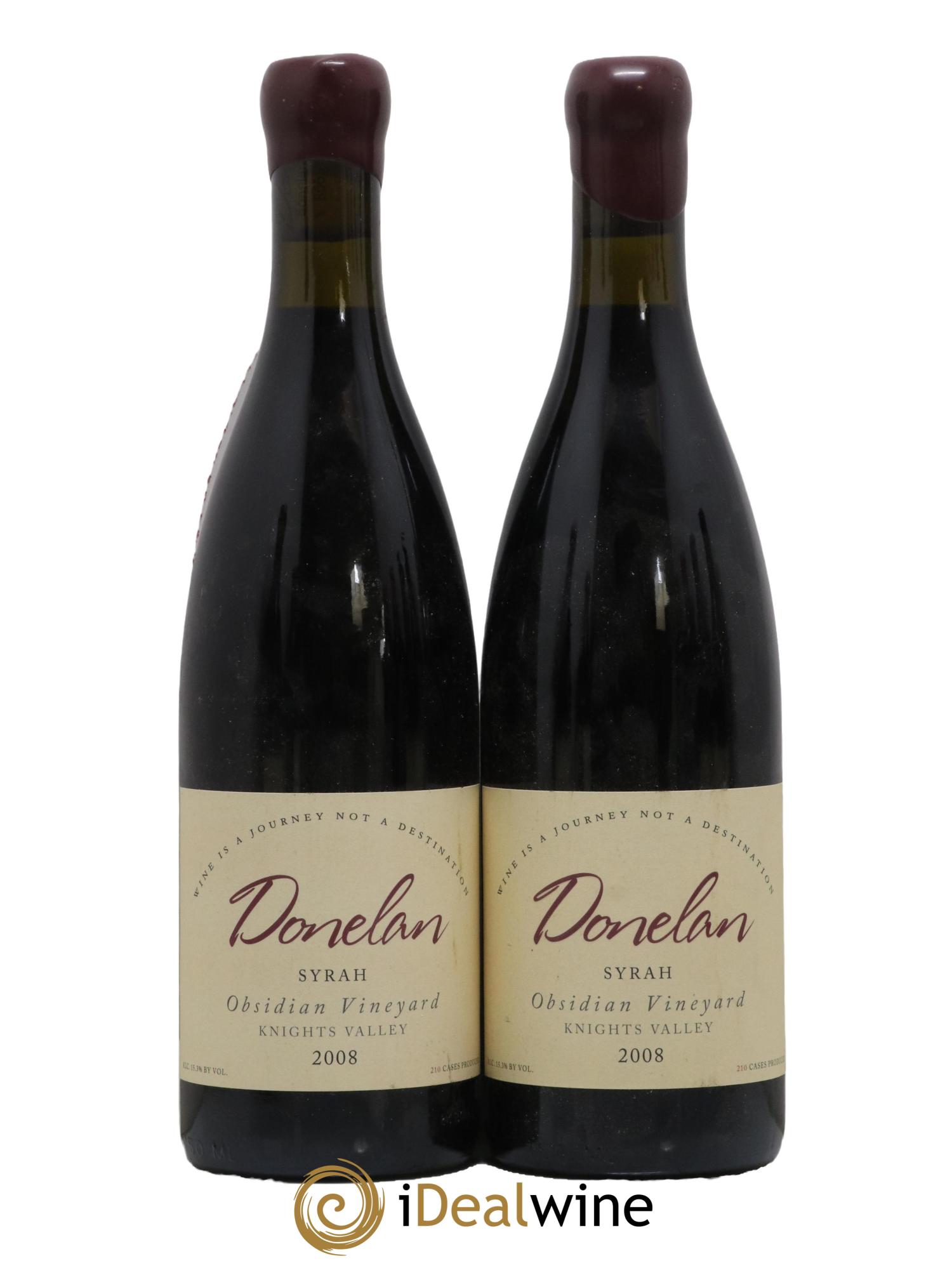USA Knights Valley Syrah Donelan Obsidian 2008 - Lot de 2 bouteilles - 0