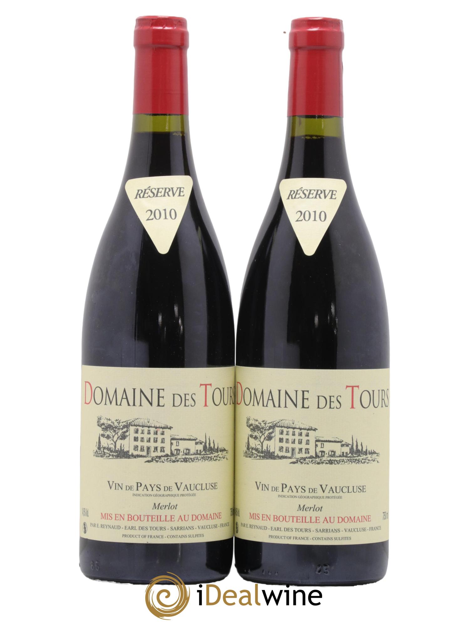 Vaucluse Domaine des Tours Merlot Emmanuel Reynaud 2010 - Lot de 2 bouteilles - 0