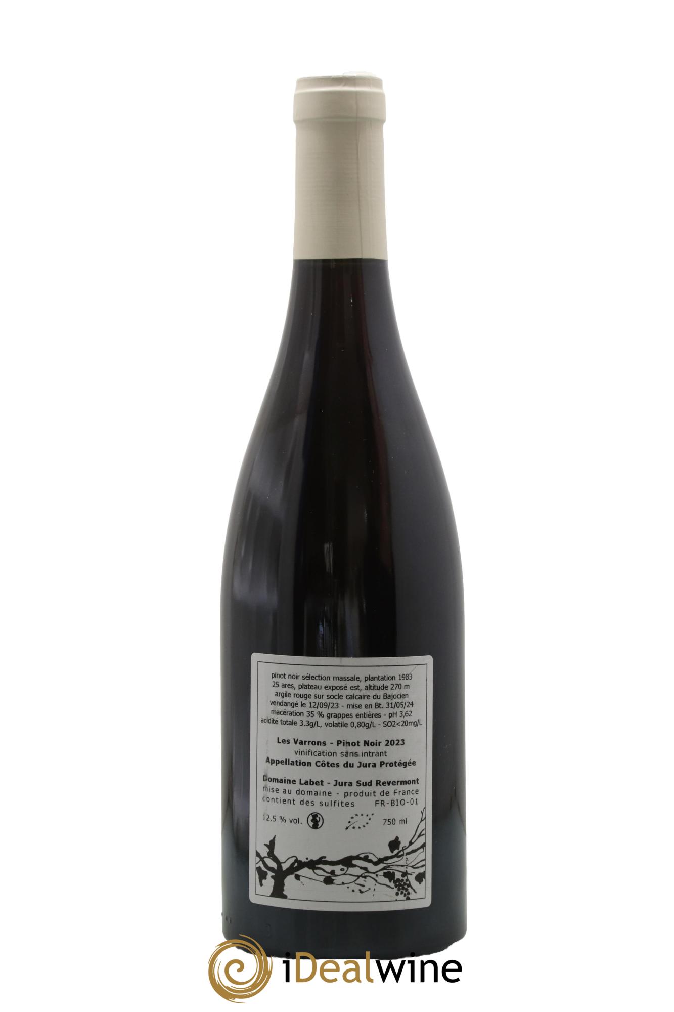 Côtes du Jura Pinot Noir Les Varrons Sélection Massale Romain - Julien  - Charline Labet 2023 - Lot of 1 bottle - 1