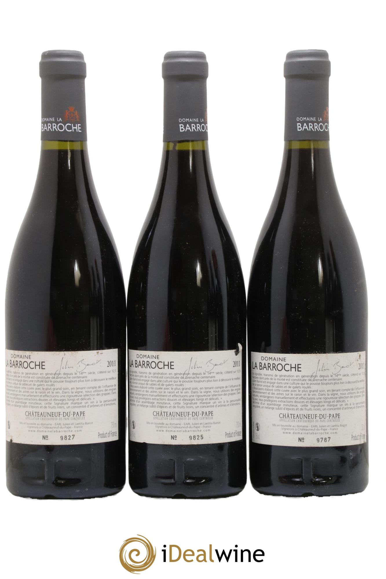 Châteauneuf-du-Pape La Barroche (Domaine de) Julien Barrot 2011 - Lot de 3 bouteilles - 1