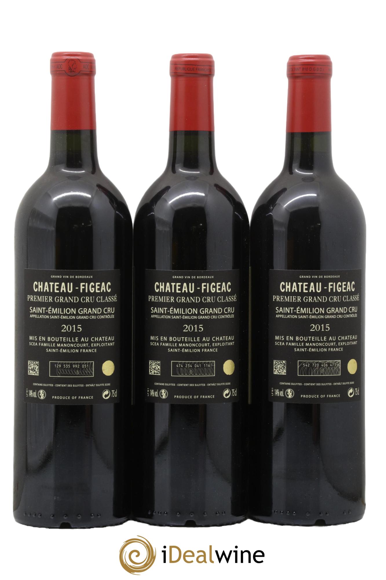 Château Figeac 1er Grand Cru Classé A 2015 - Lotto di 3 bottiglie - 1
