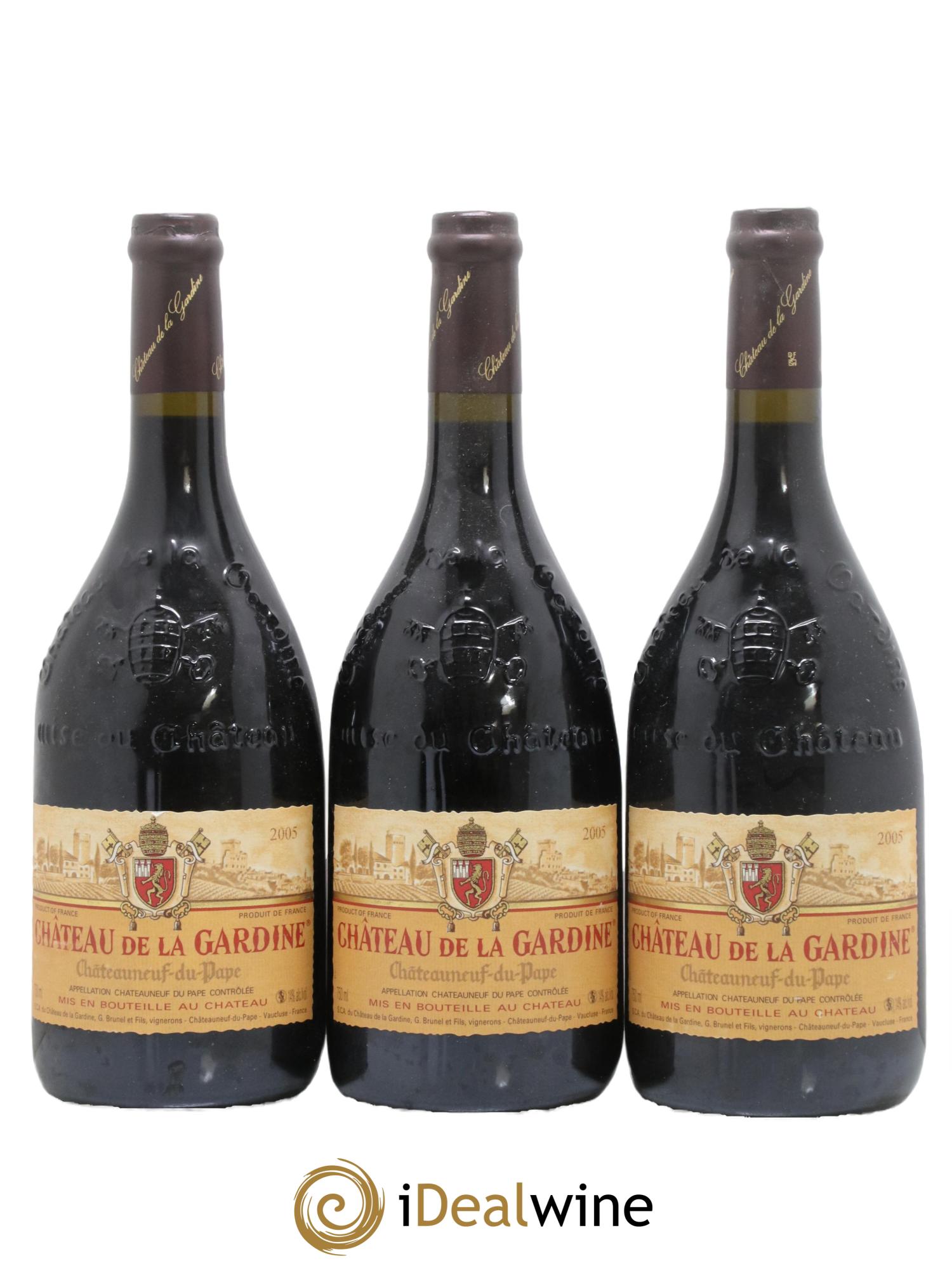 Châteauneuf-du-Pape Château de La Gardine Famille Brunel 2005 - Lot de 3 bouteilles - 0