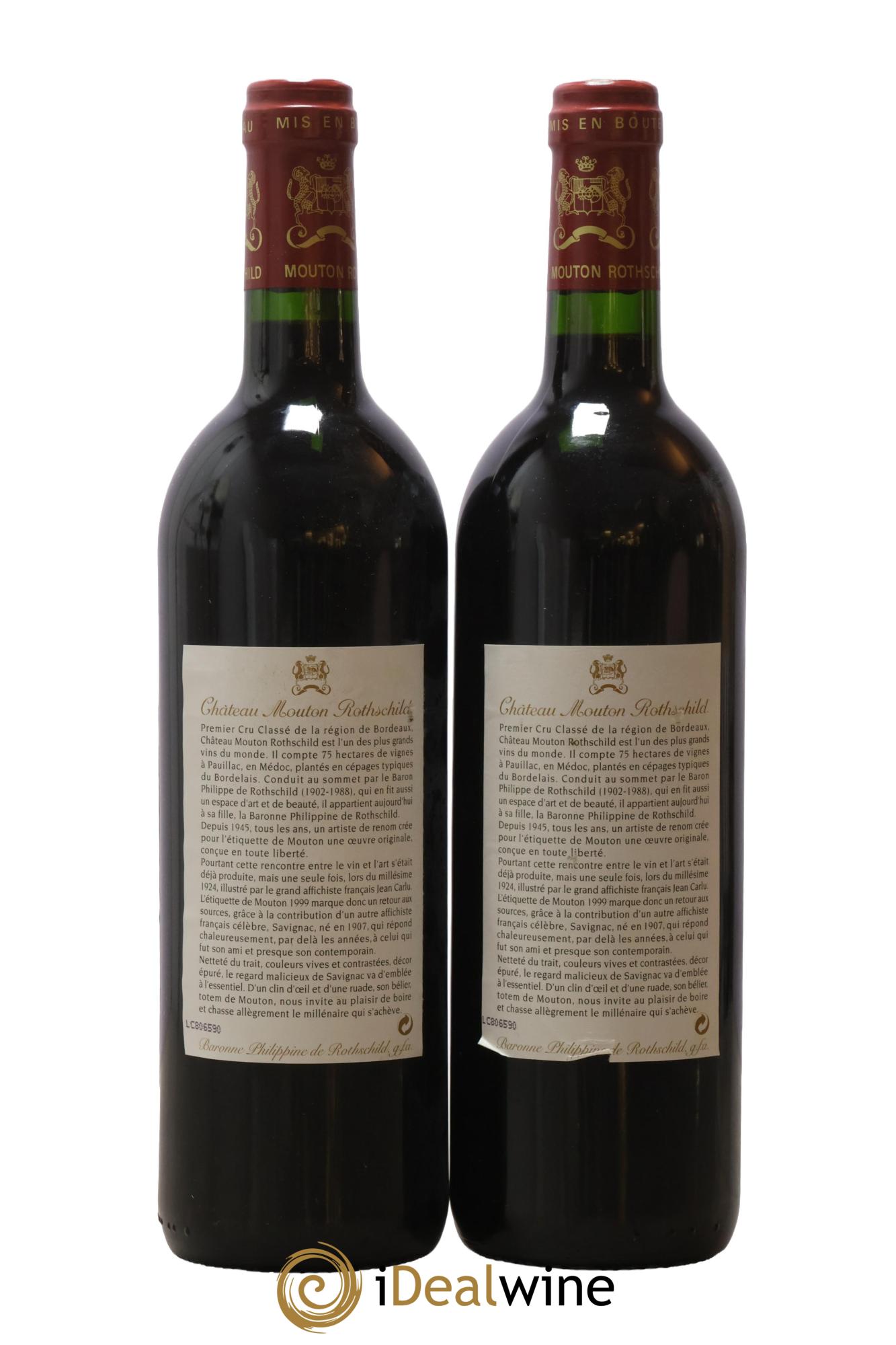 Château Mouton Rothschild 1er Grand Cru Classé 1999 - Lot of 2 bottles - 1