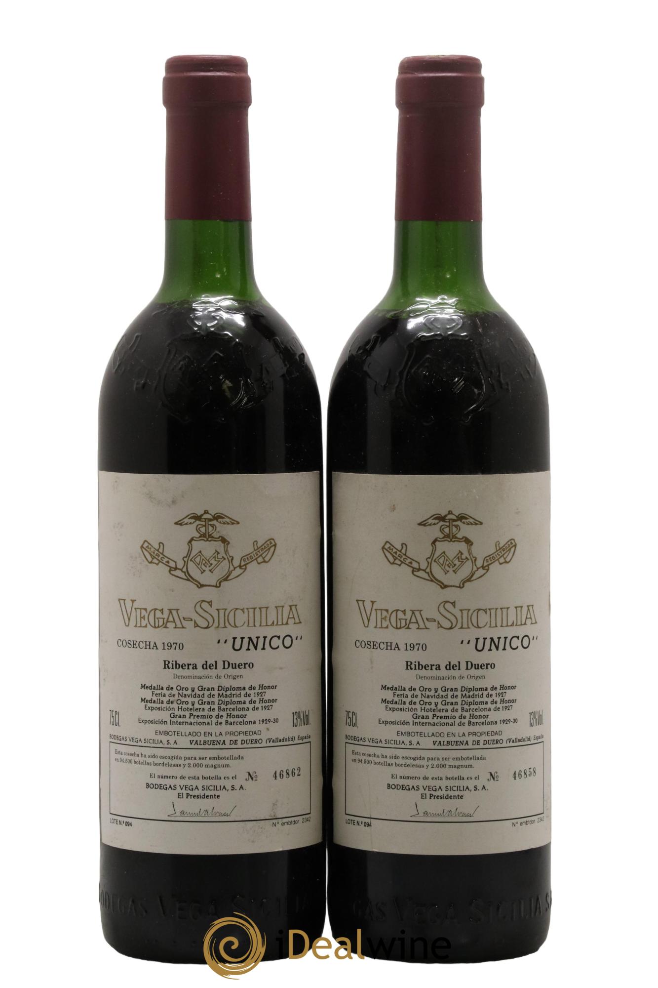 Ribera Del Duero DO Vega Sicilia Unico Famille Alvarez 1970 - Lotto di 2 bottiglie - 0