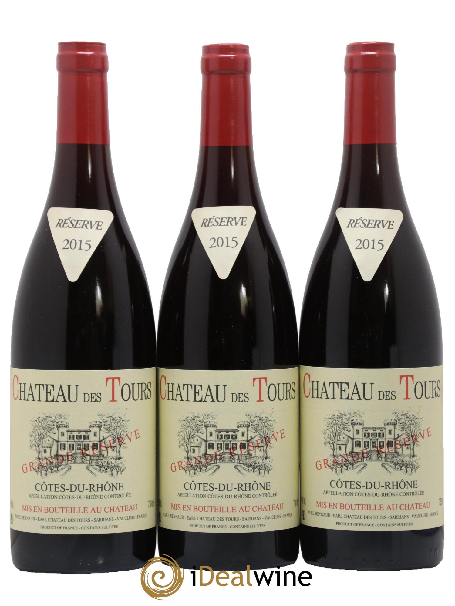 Côtes-du-Rhône Château des Tours Grande Réserve Emmanuel Reynaud 2015 - Lot de 3 bouteilles - 0