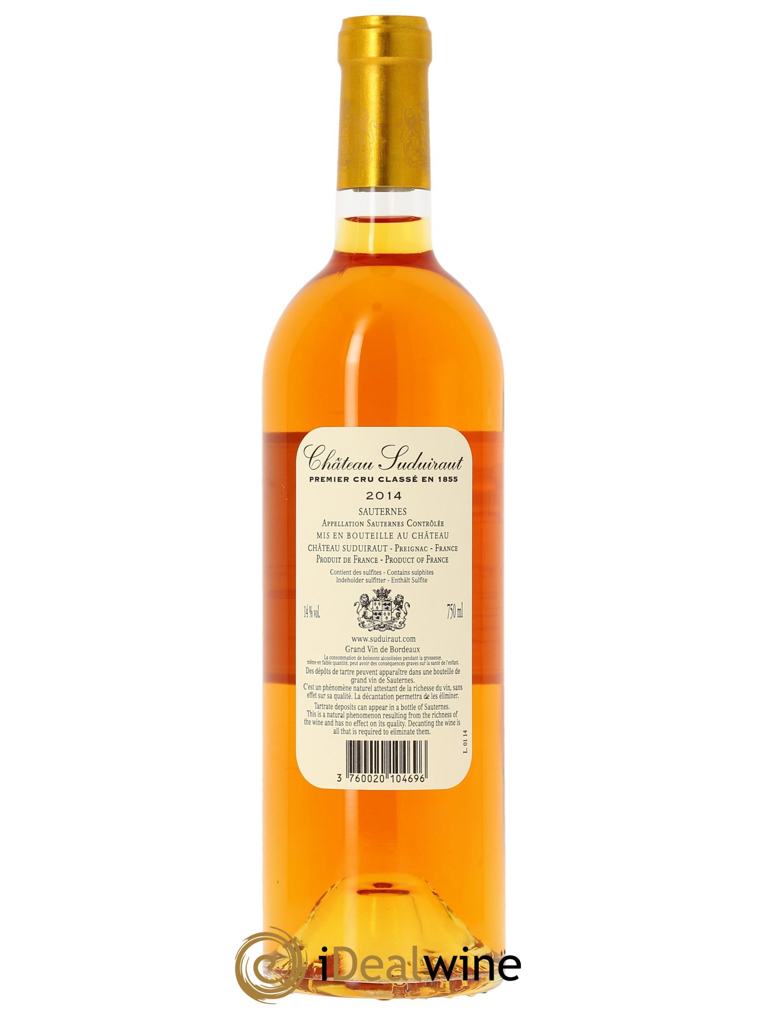 Château Suduiraut 1er Grand Cru Classé (Original-holzkiste ab 6 Fl.) 2014 - Posten von 1 Flasche - 1