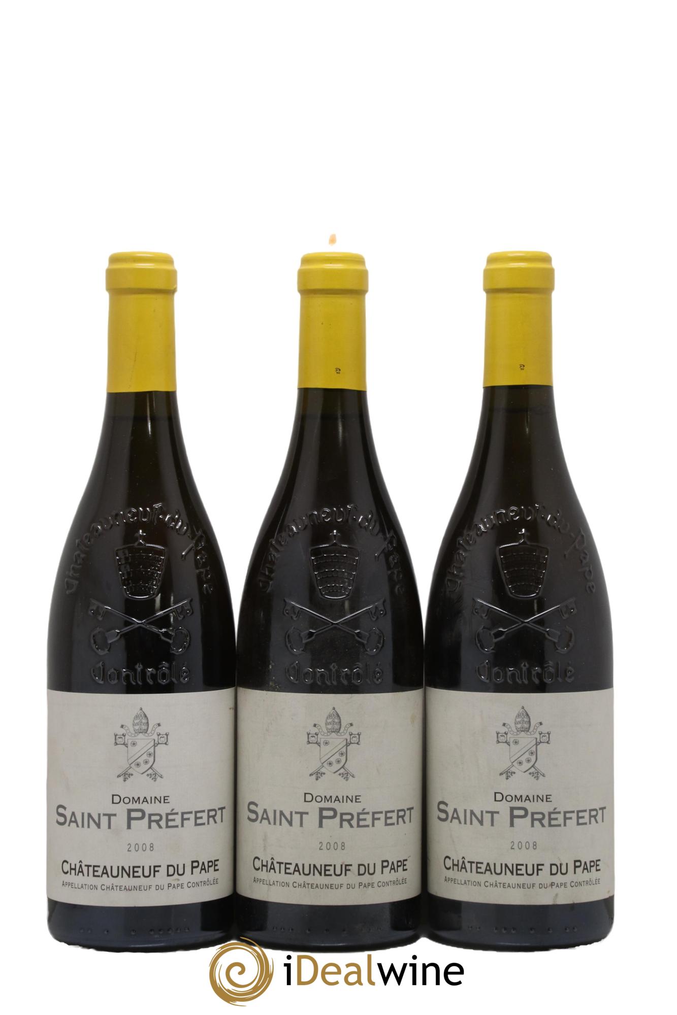 Châteauneuf-du-Pape Domaine de Saint Préfert 2008 - Lot of 3 bottles - 0