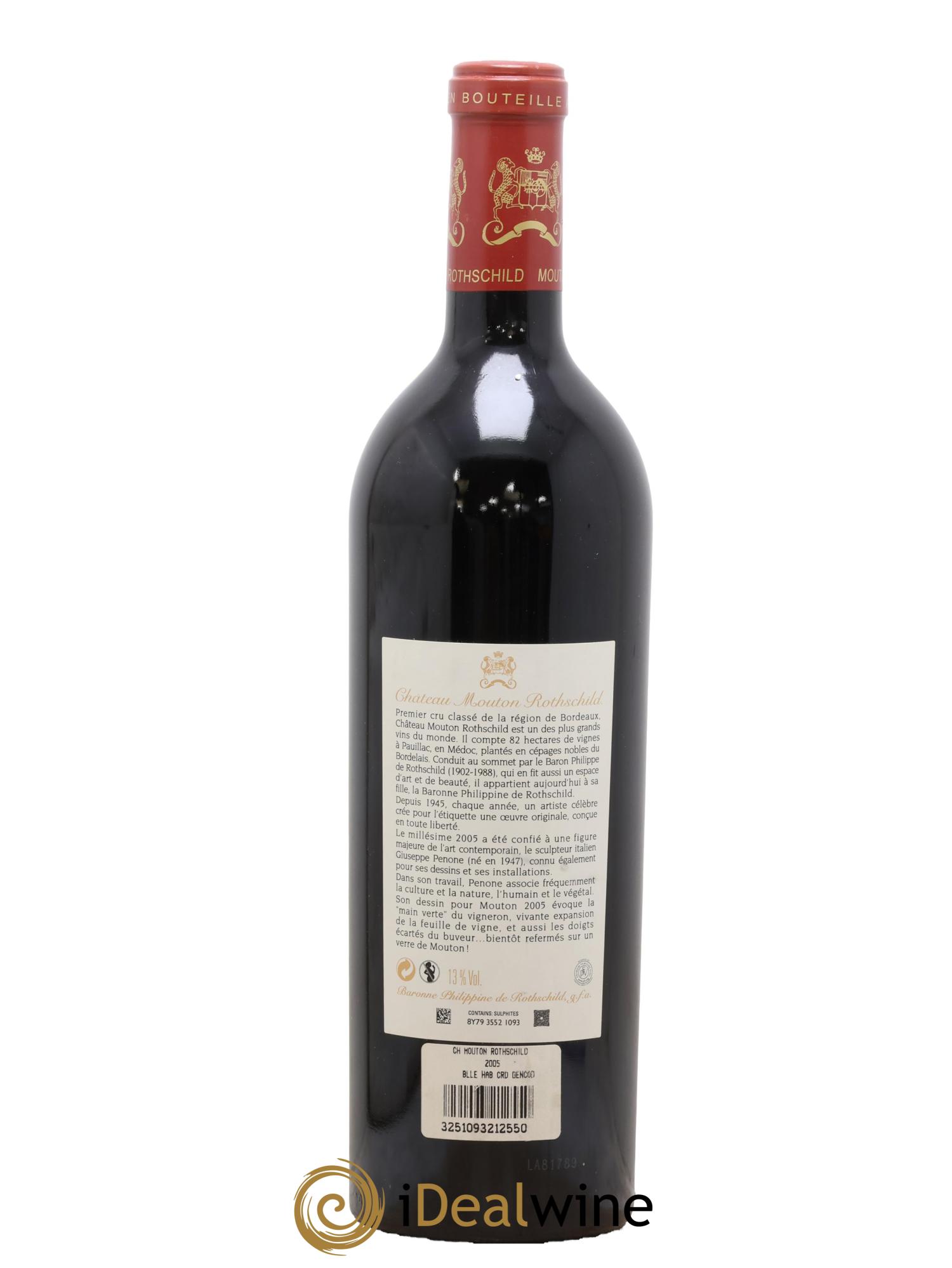 Château Mouton Rothschild 1er Grand Cru Classé 2005 - Lot de 1 bouteille - 1