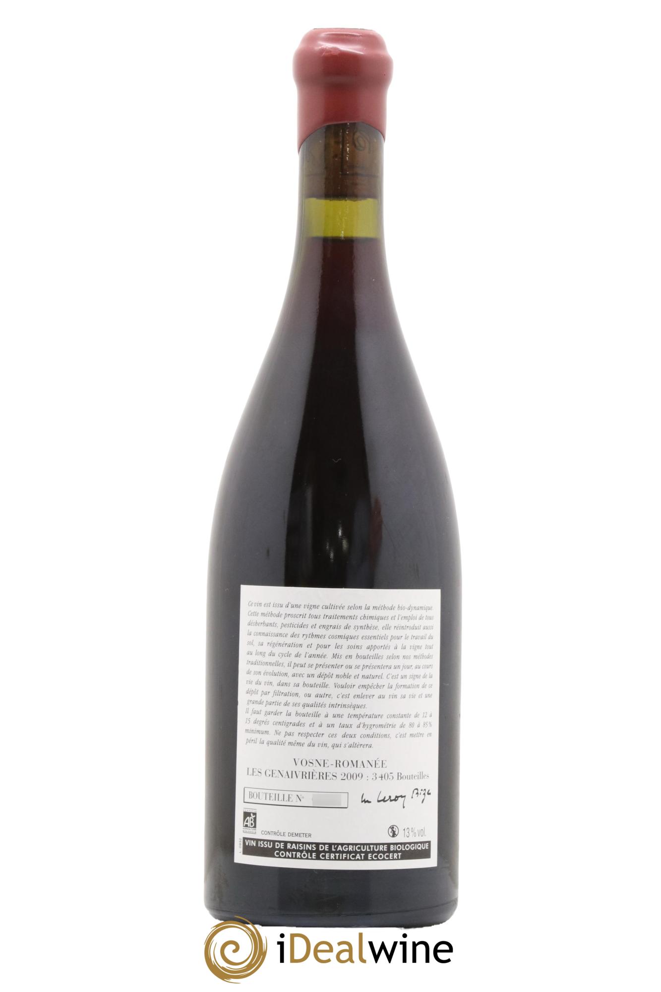 Vosne-Romanée Les Genaivrières Leroy (Domaine) 2009 - Lot de 1 bouteille - 1