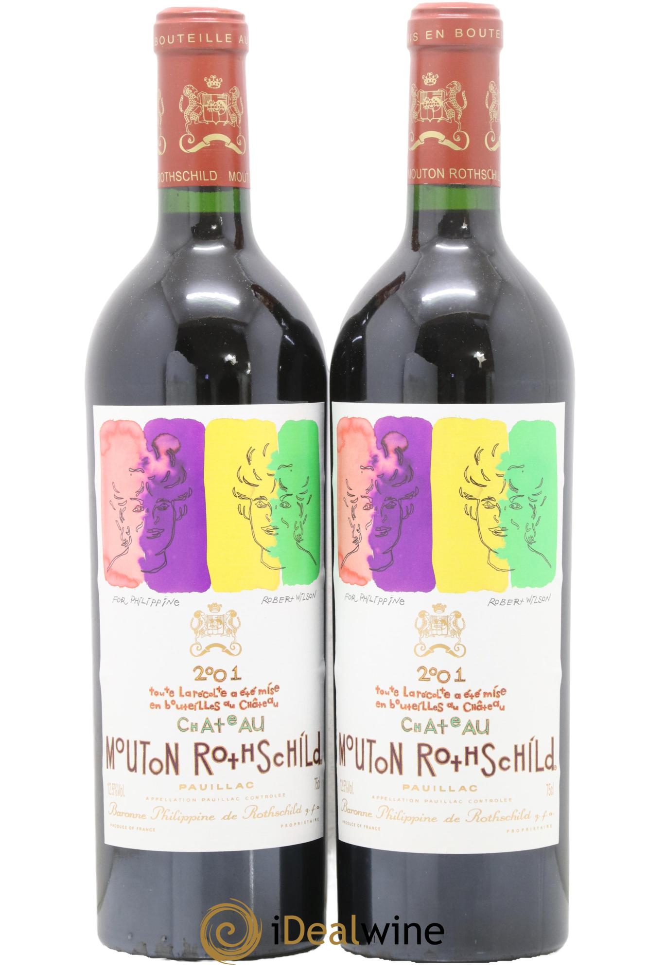 Château Mouton Rothschild 1er Grand Cru Classé 2001 - Lot de 2 bouteilles - 0