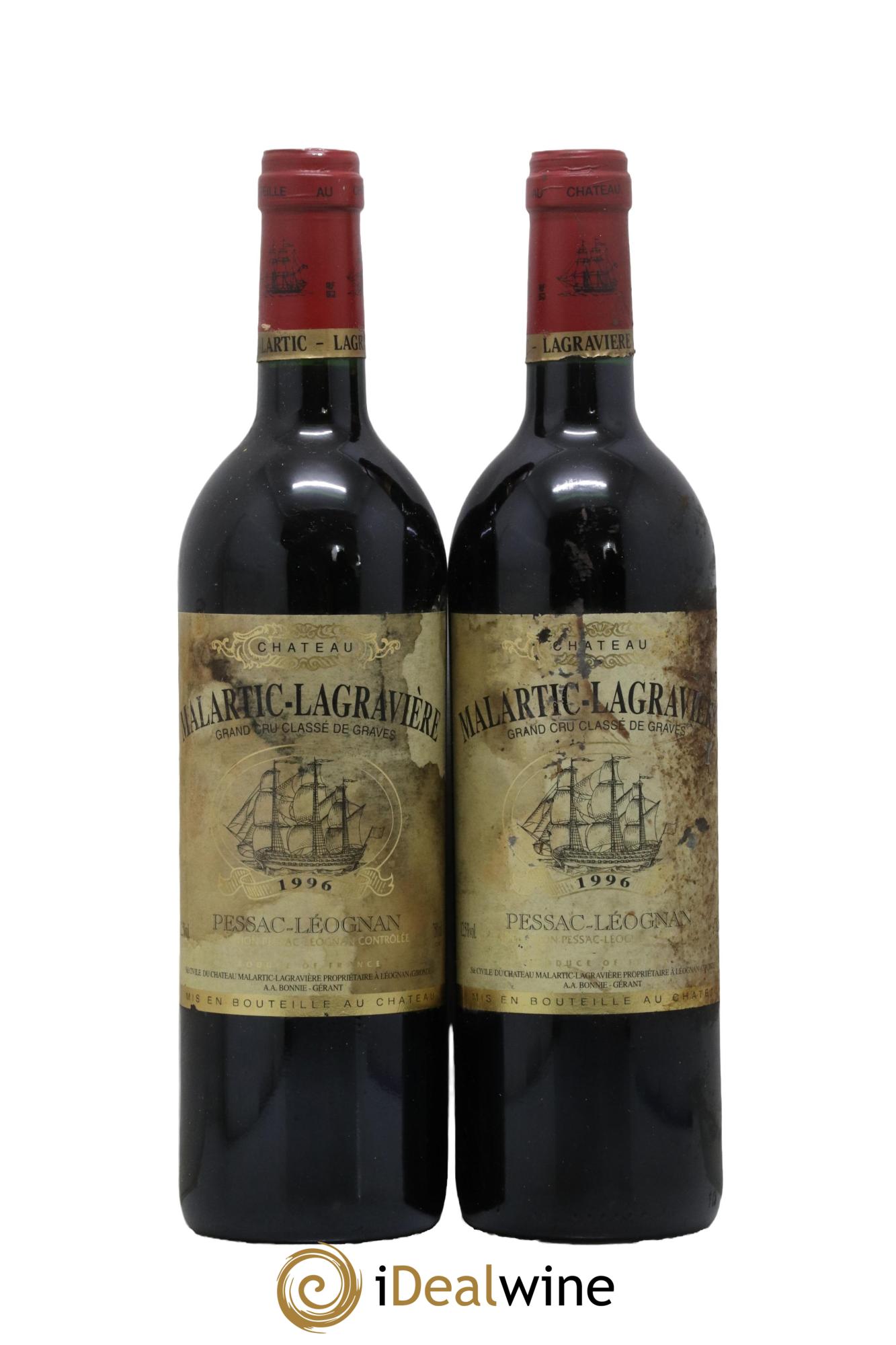 Château Malartic-Lagravière Cru Classé de Graves 1996 - Lotto di 2 bottiglie - 0