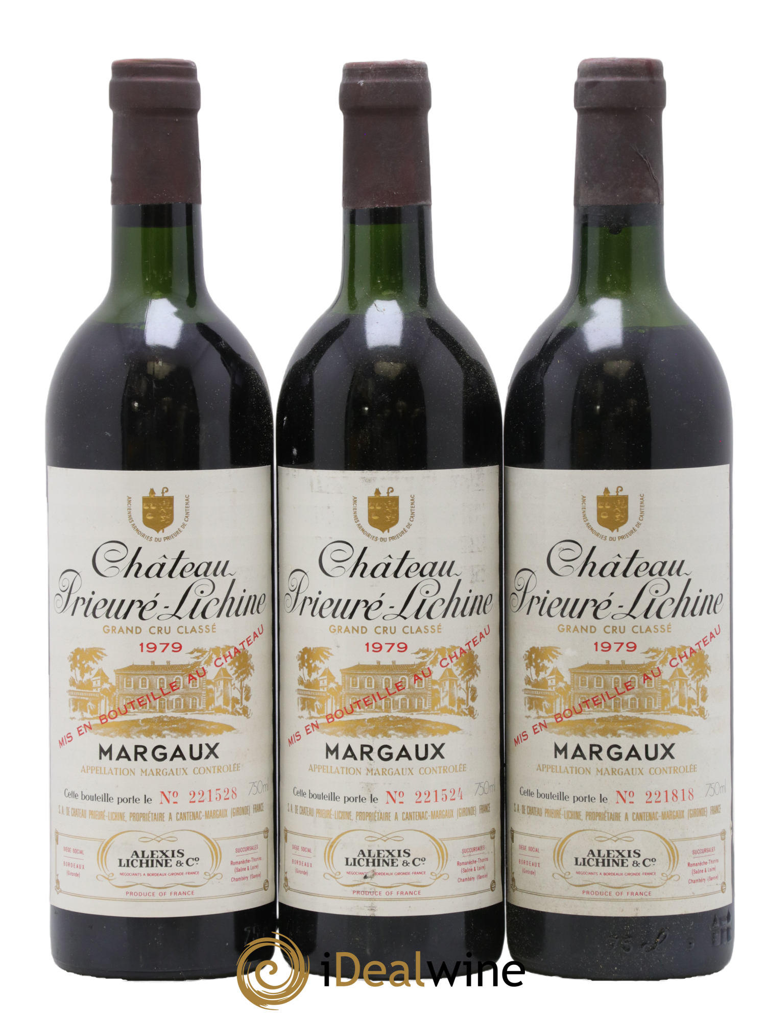 Château Prieuré Lichine 4ème Grand Cru Classé 1979 - Lot de 3 bouteilles - 0