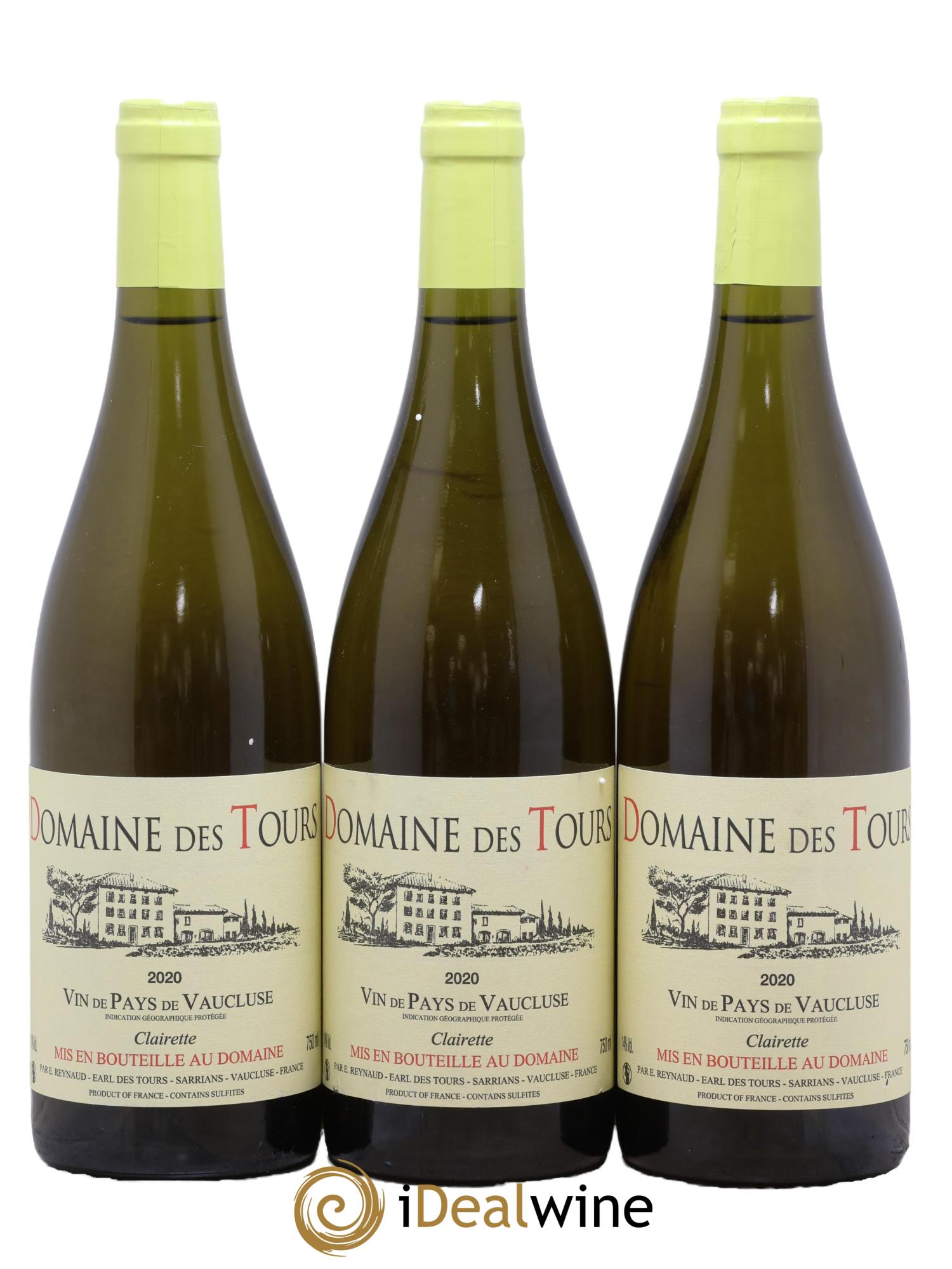 IGP Vaucluse (Vin de Pays de Vaucluse) Domaine des Tours Clairette Emmanuel Reynaud 2020 - Posten von 3 Flaschen - 0