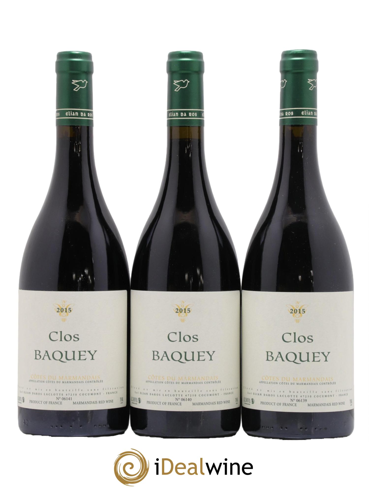Côtes du Marmandais Clos Baquey Elian Da Ros (Domaine) 2015 - Lot de 3 bouteilles - 0
