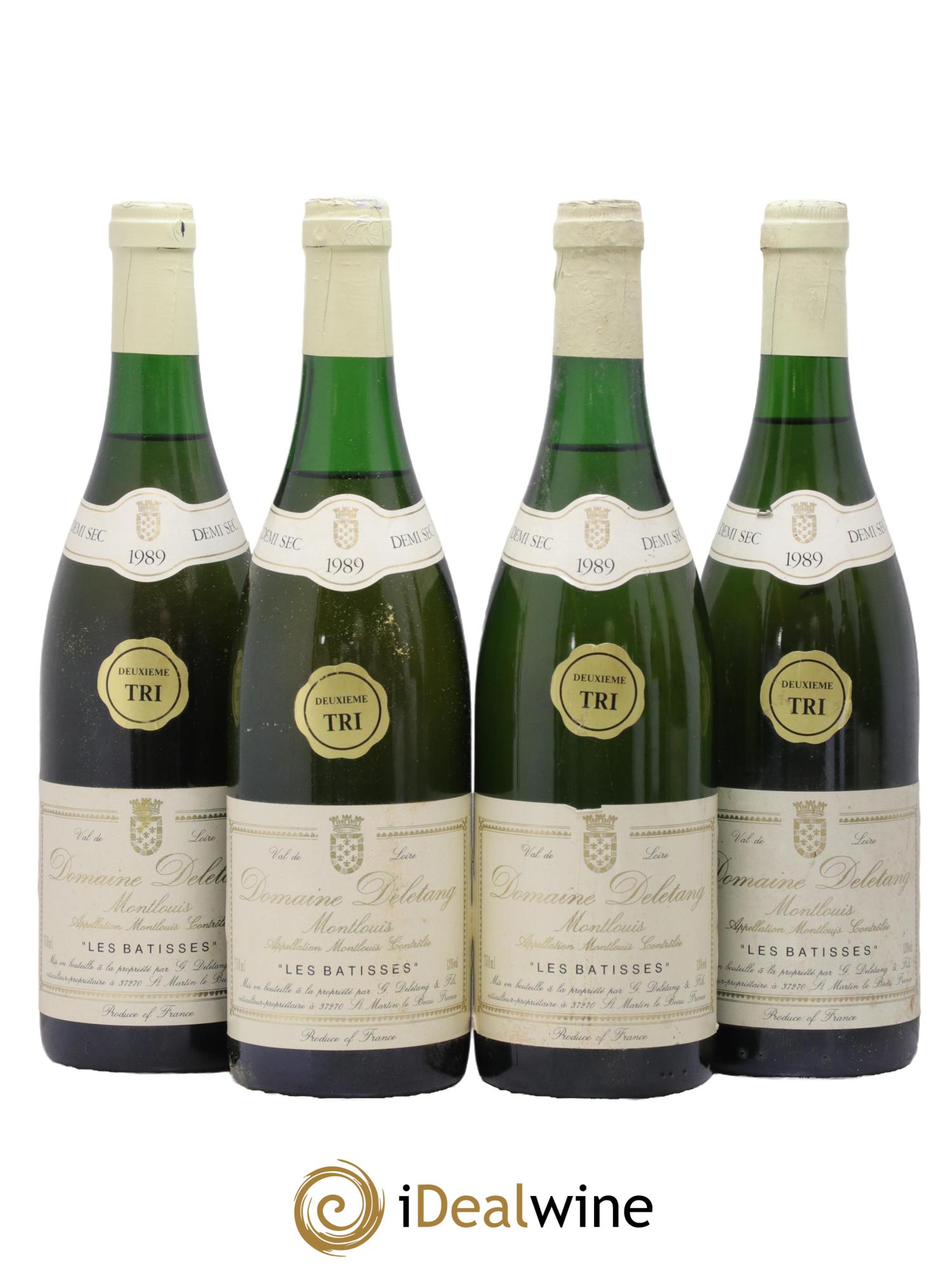 Montlouis-sur-Loire Les Batisses 2ème Tri Demi-Sec Domaine Deletang 1989 - Lot de 4 bouteilles - 0