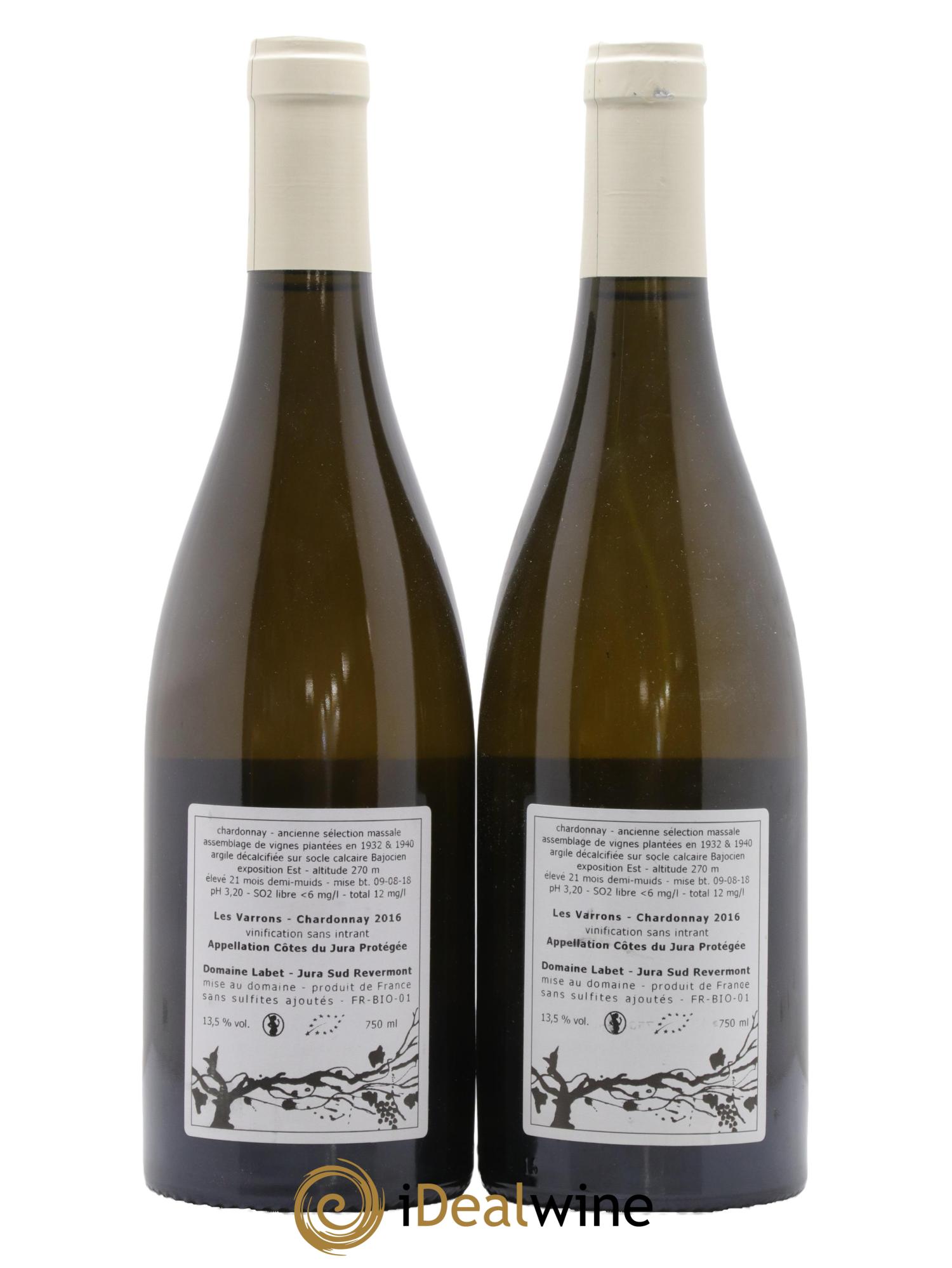 Côtes du Jura Chardonnay Les Varrons Romain - Julien - Charline Labet 2016 - Lot de 2 bouteilles - 1