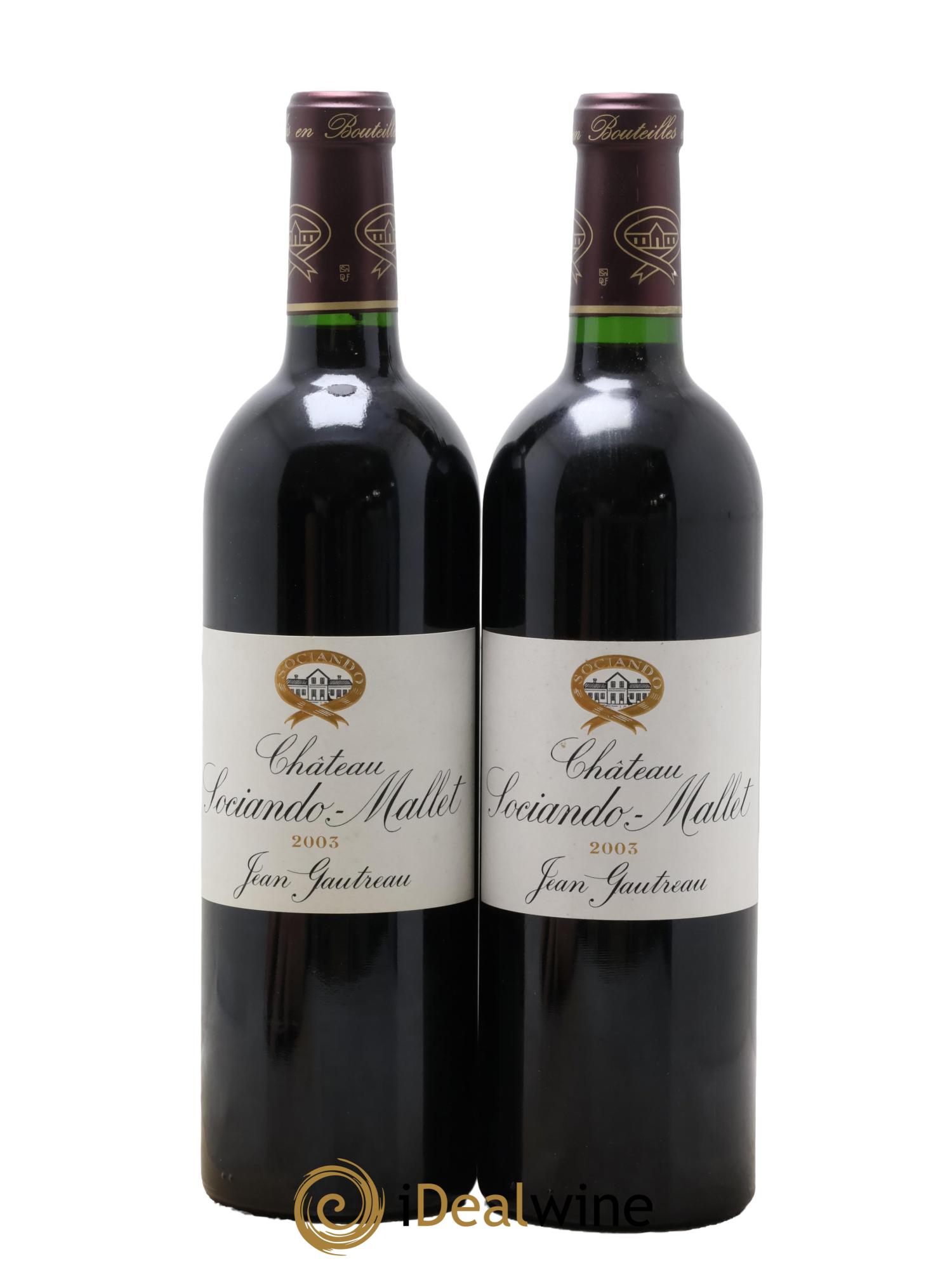 Château Sociando Mallet 2003 - Lotto di 2 bottiglie - 0