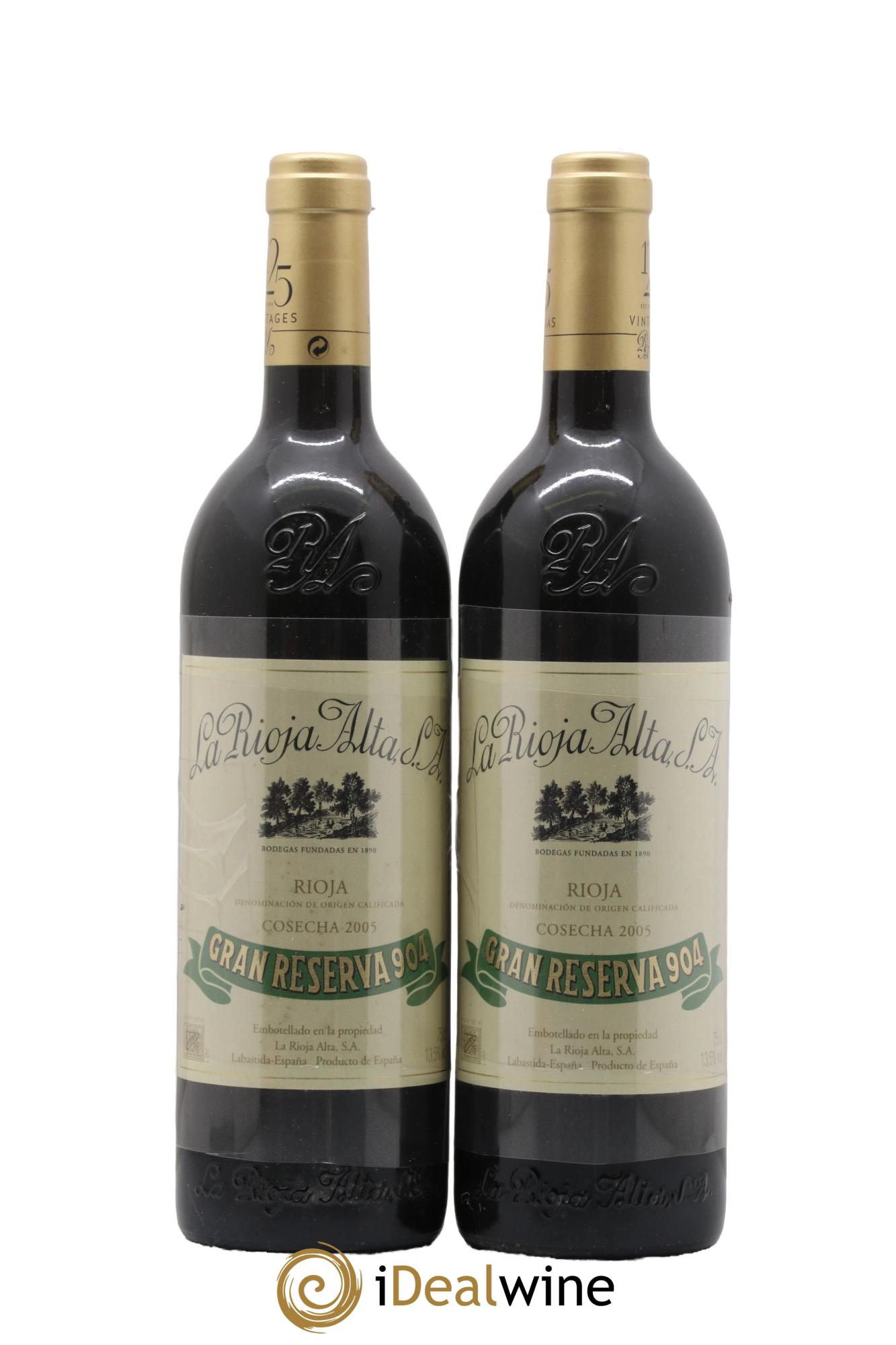 Rioja DOCa Gran Reserva 904 La Rioja Alta 2005 - Lot of 2 bottles - 0