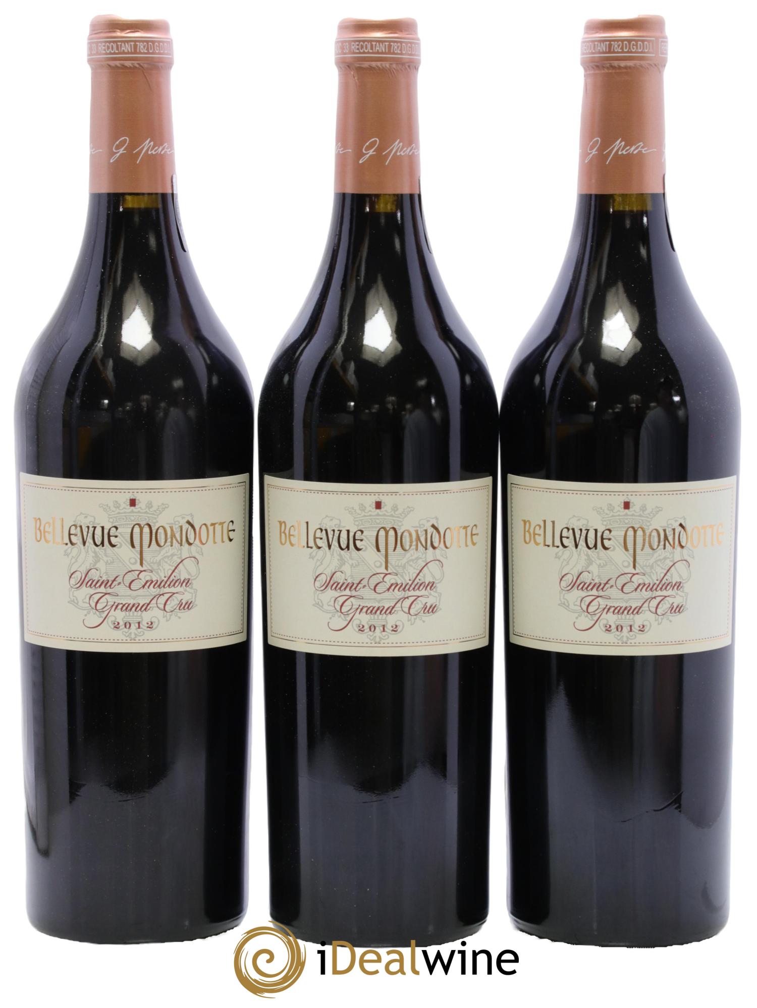 Château Bellevue Mondotte 2012 - Lot of 3 bottles - 0
