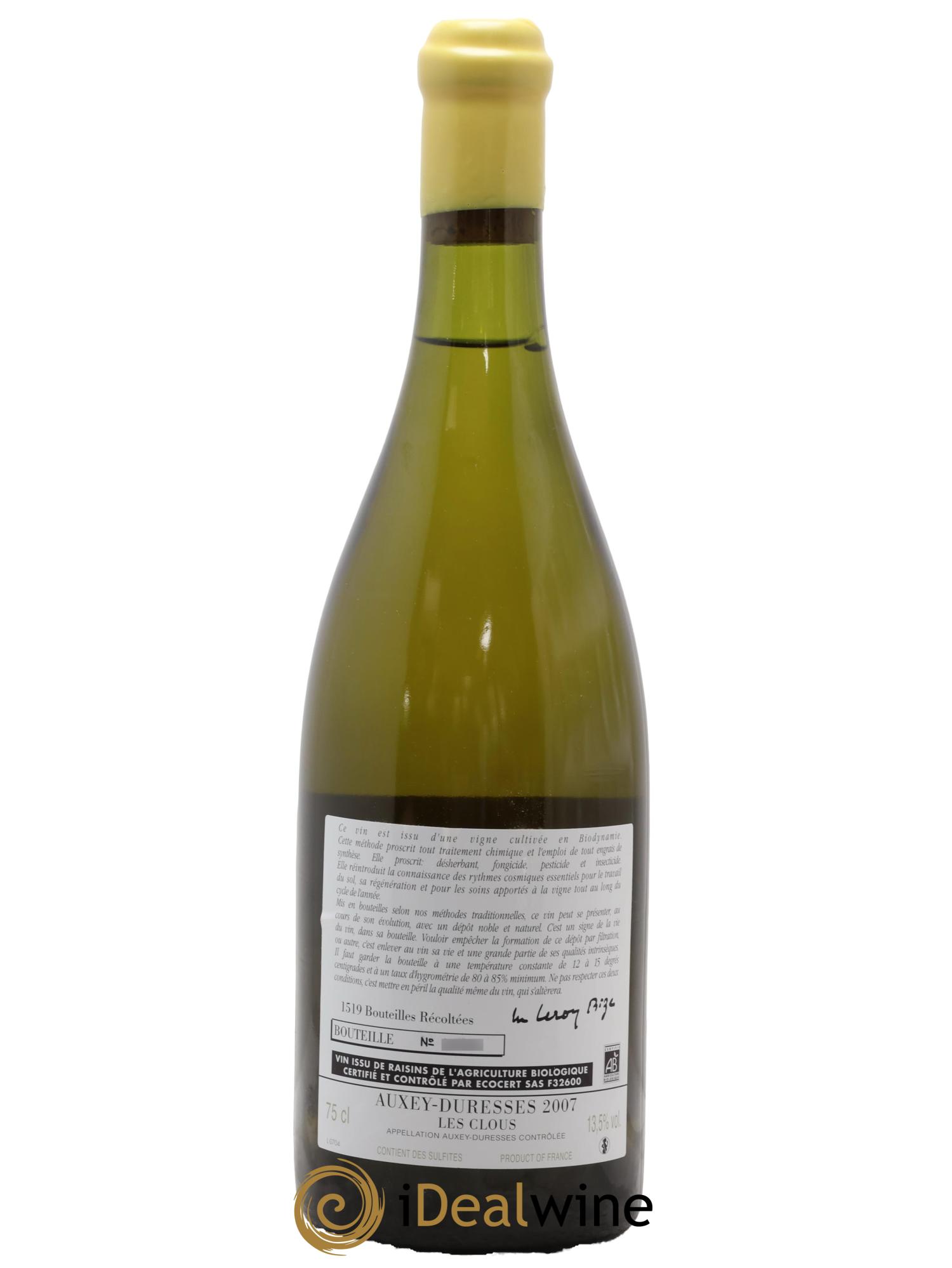 Auxey-Duresses Les Clous d'Auvenay (Domaine)  2007 - Posten von 1 Flasche - 1