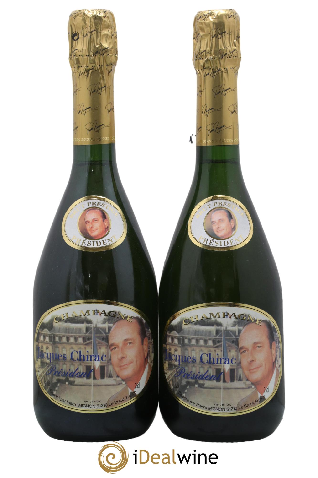 Champagne Brut Prestige Président Jacques Chirac Maison Pierre Mignon - Lot de 2 bouteilles - 0