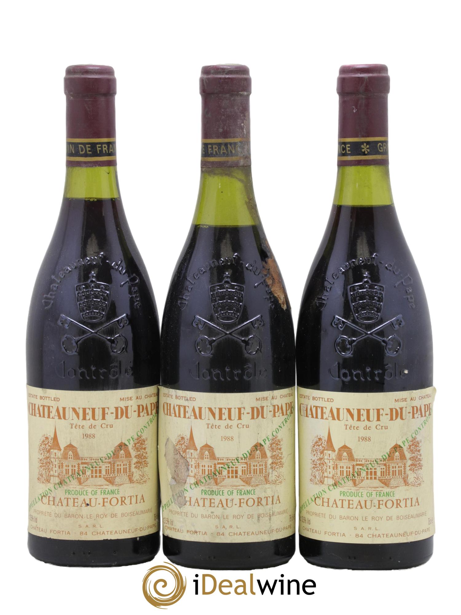 Châteauneuf-du-Pape Château Fortia 1988 - Lot de 3 bouteilles - 0