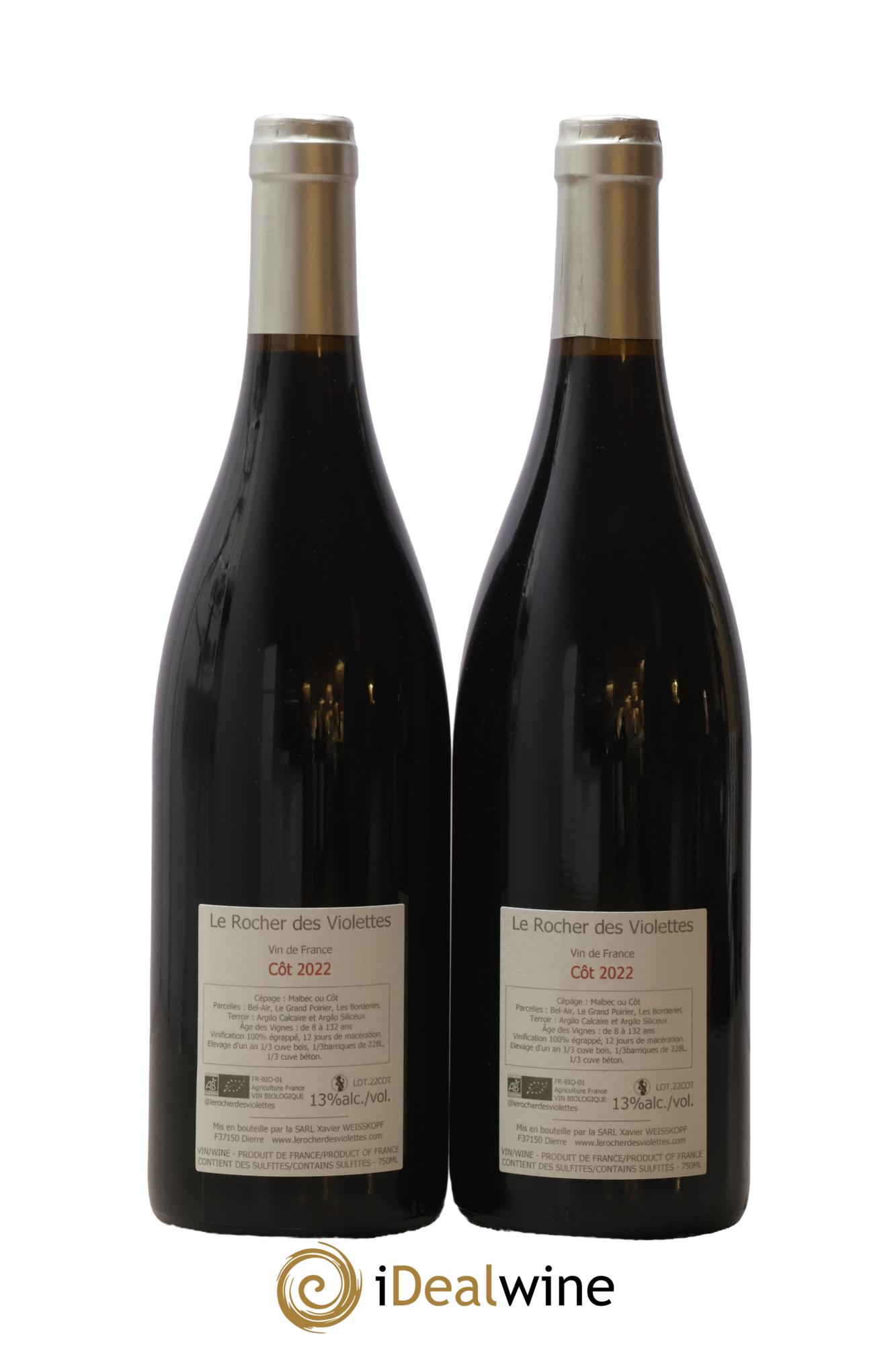 Vin de France Côt Le Rocher des Violettes 2022 - Lot de 2 bouteilles - 1