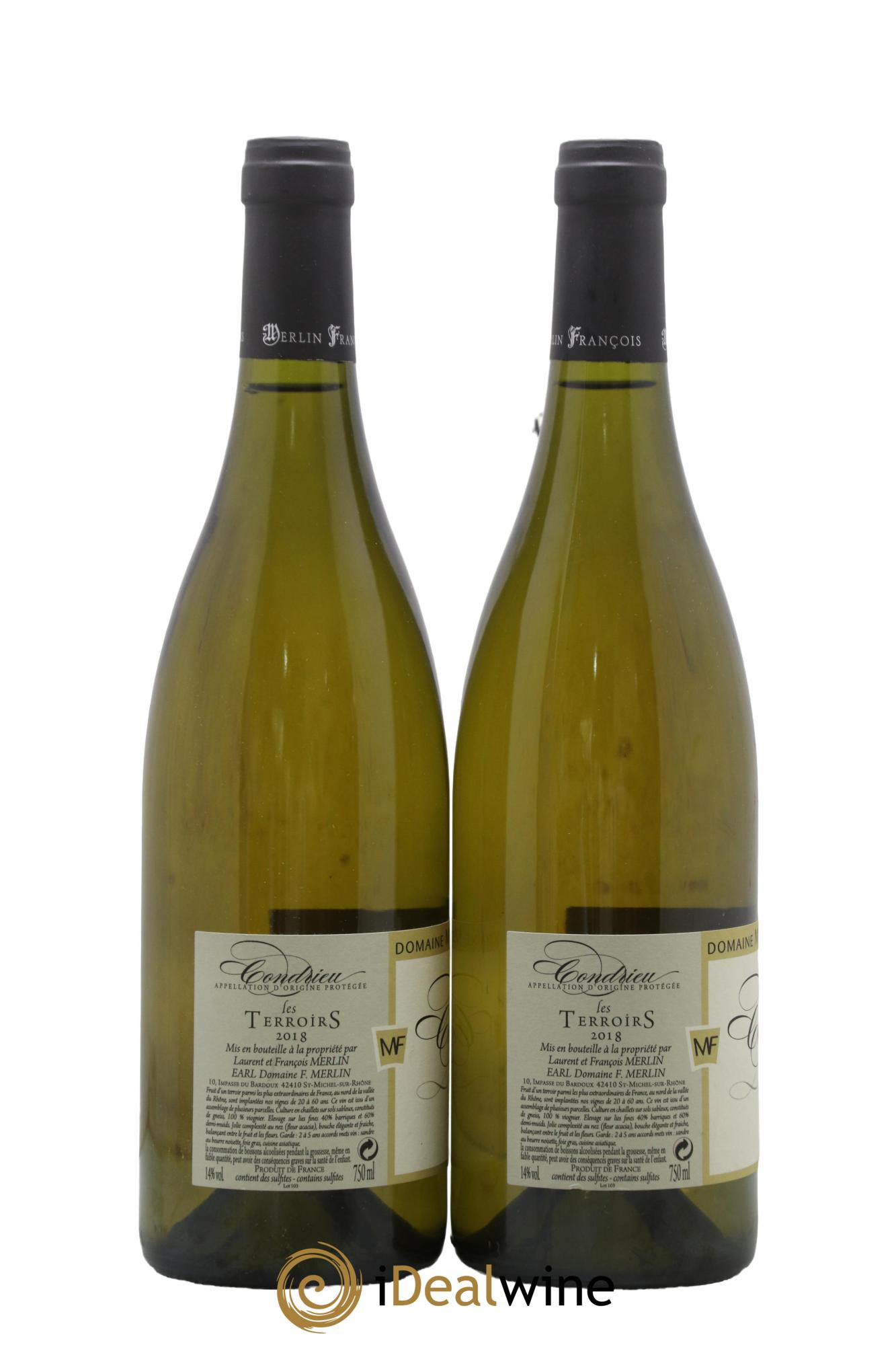 Condrieu Les Terroirs Domaine Merlin Francois 2018 - Posten von 2 Flaschen - 1