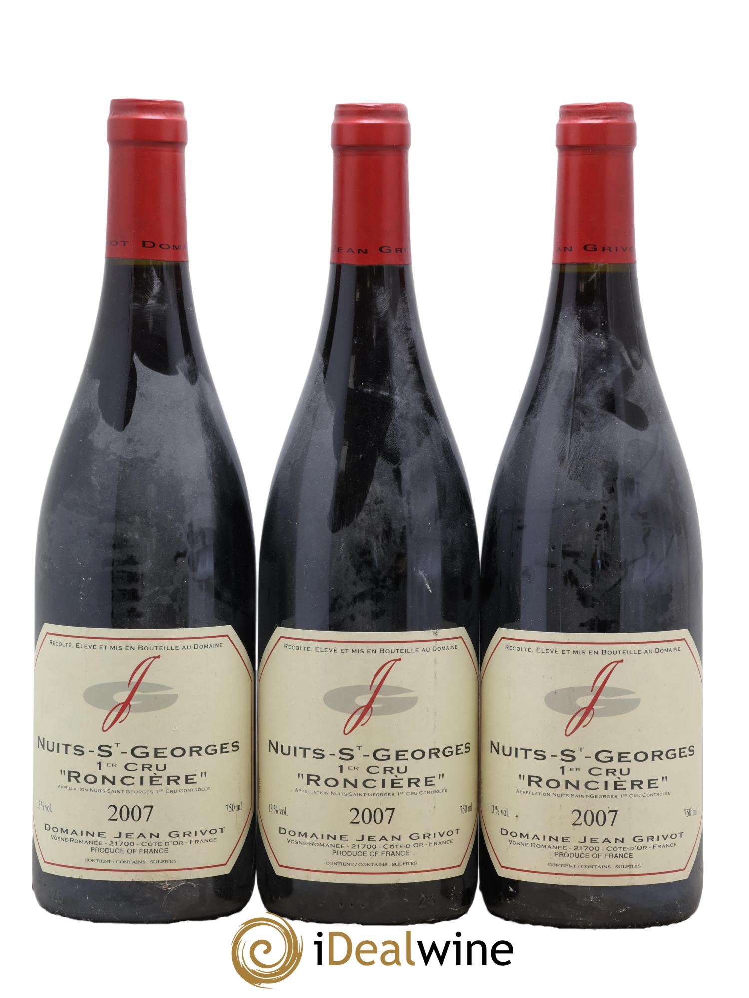 Nuits-Saint-Georges 1er Cru Roncière Jean Grivot 2007 - Posten von 3 Flaschen - 0