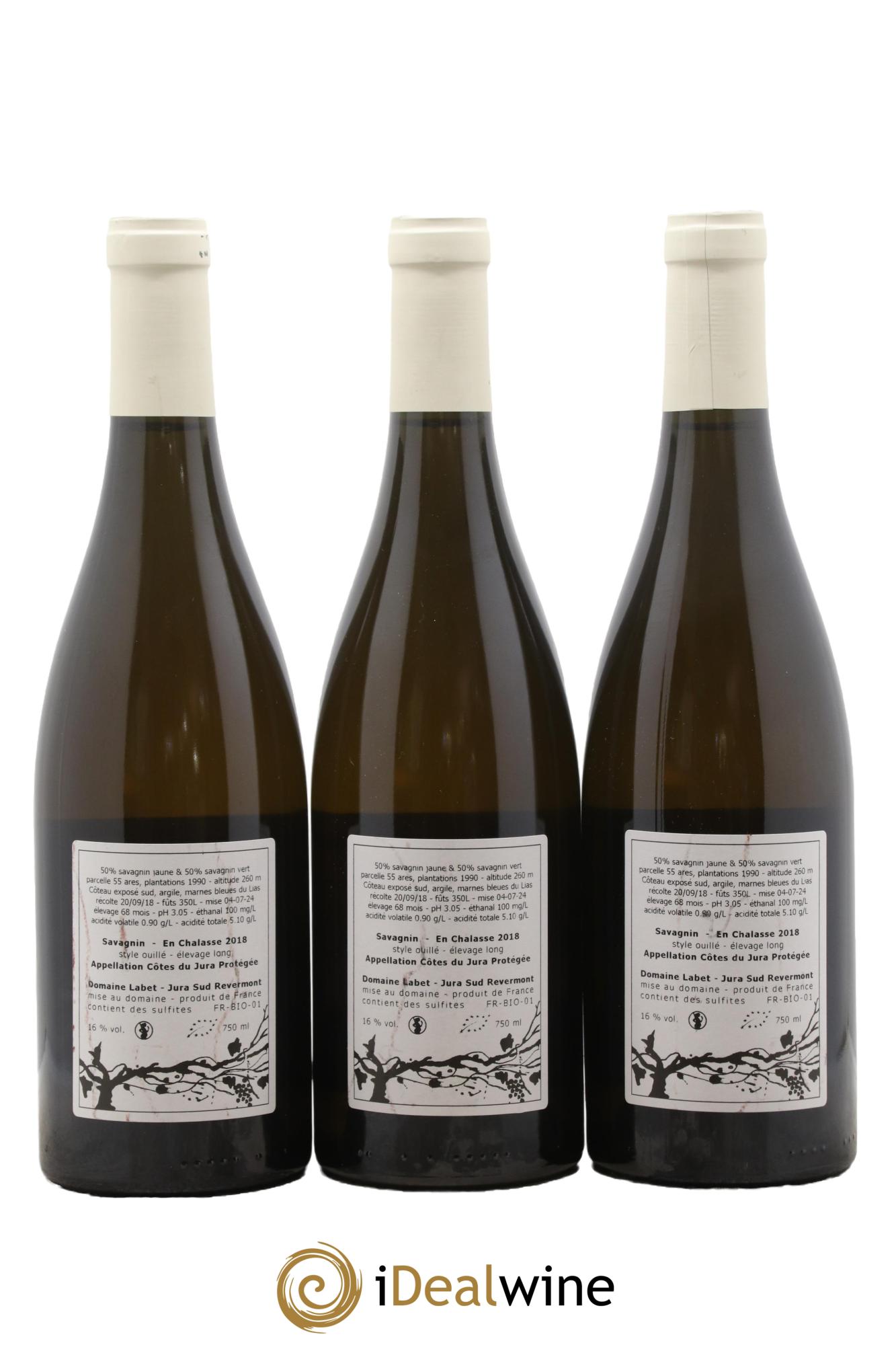 Côtes du Jura Savagnin en Chalasse Elevage Long Romain - Julien - Charline Labet 2018 - Lot de 3 bouteilles - 1