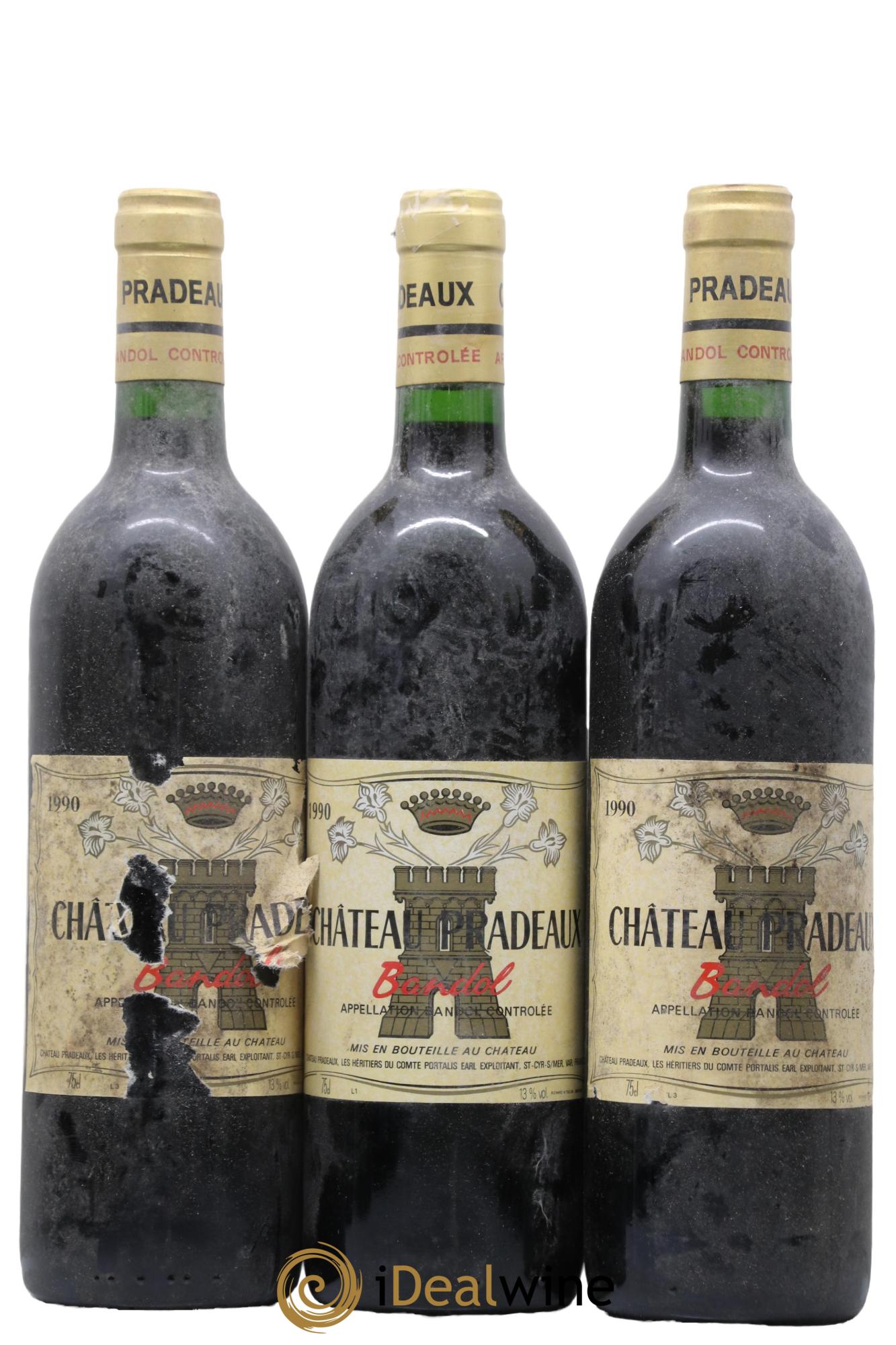 Bandol Château Pradeaux Famille Portalis 1990 - Lotto di 3 bottiglie - 0