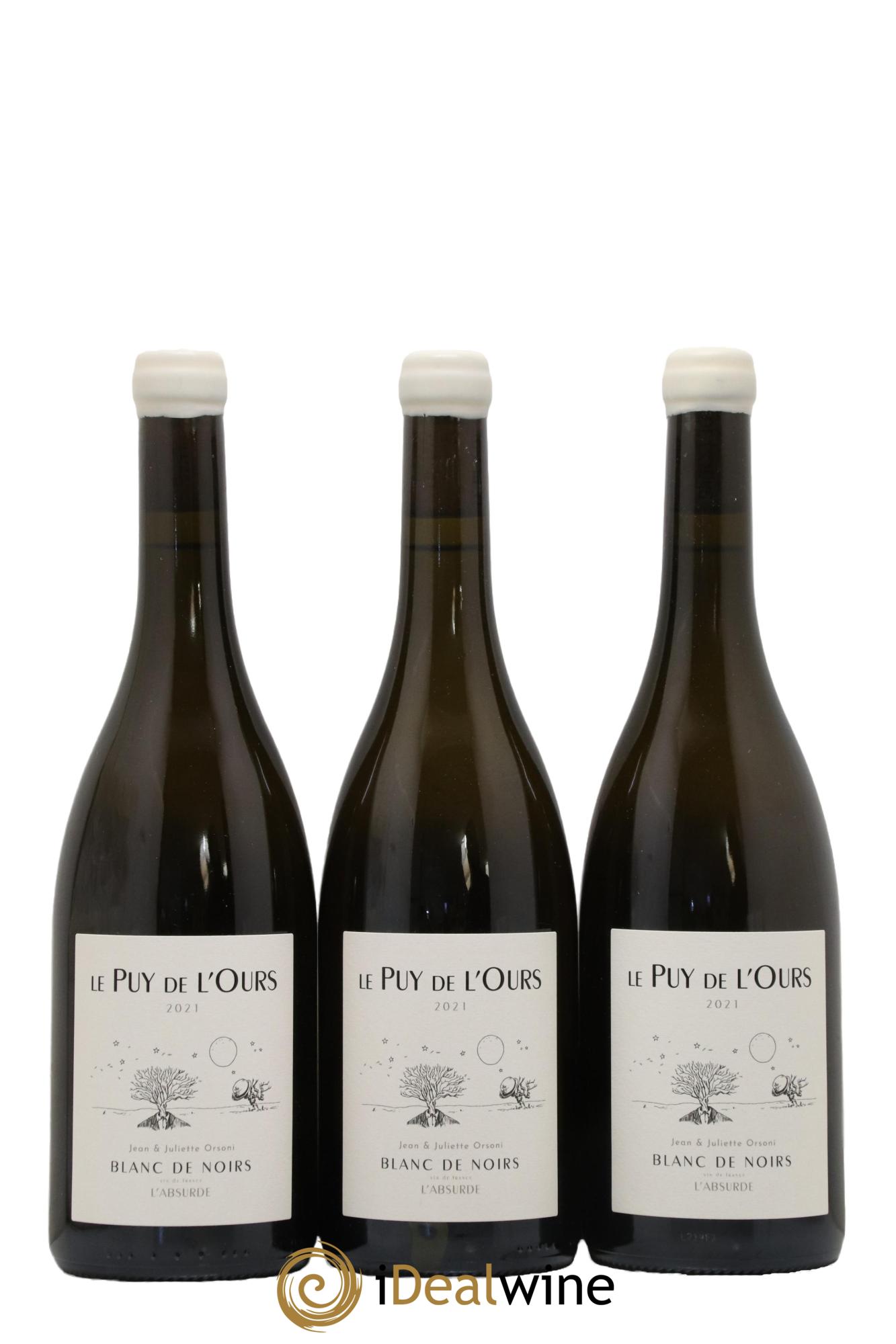 Vin de France Blanc de Noirs L'Absurde Le Puy de l'Ours 2021 - Lot de 3 bouteilles - 0
