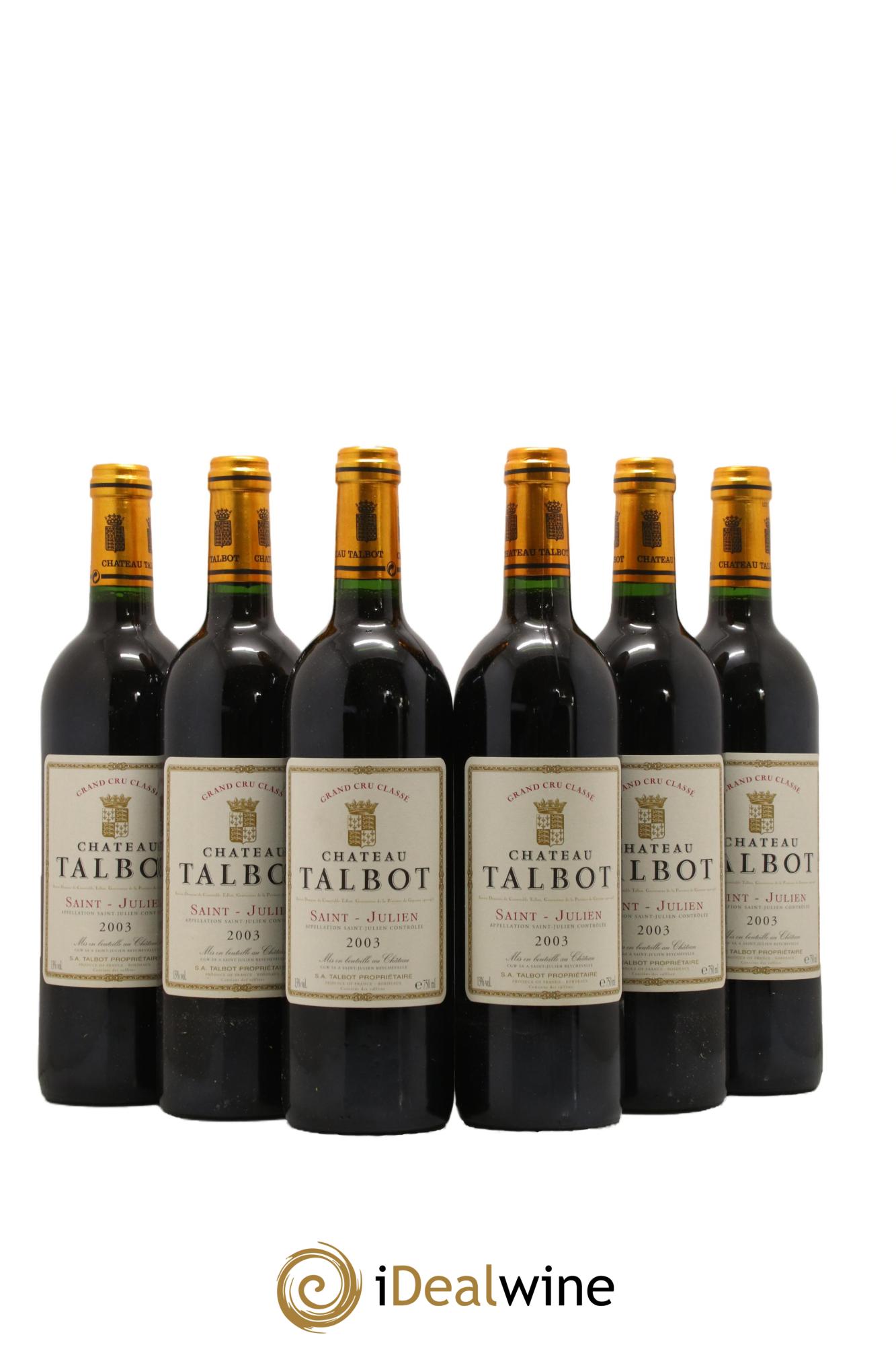 Château Talbot 4ème Grand Cru Classé 2003 - Lot de 6 bouteilles - 0