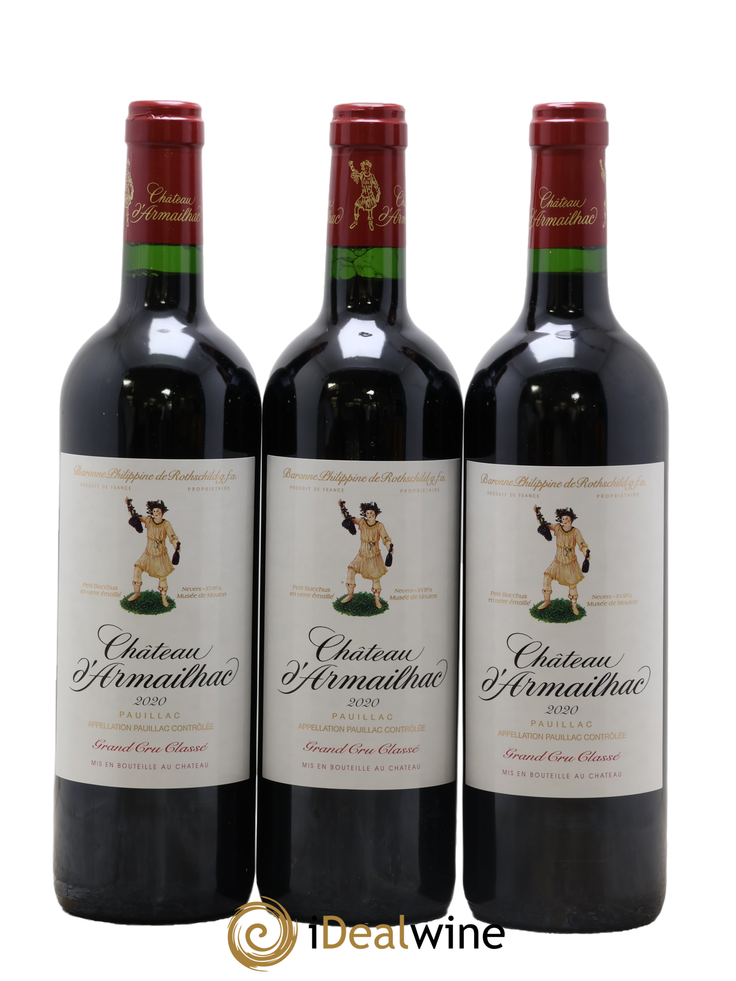 Château d' Armailhac - Mouton Baron(ne) Philippe 5ème Grand Cru Classé 2020 - Lotto di 3 bottiglie - 0