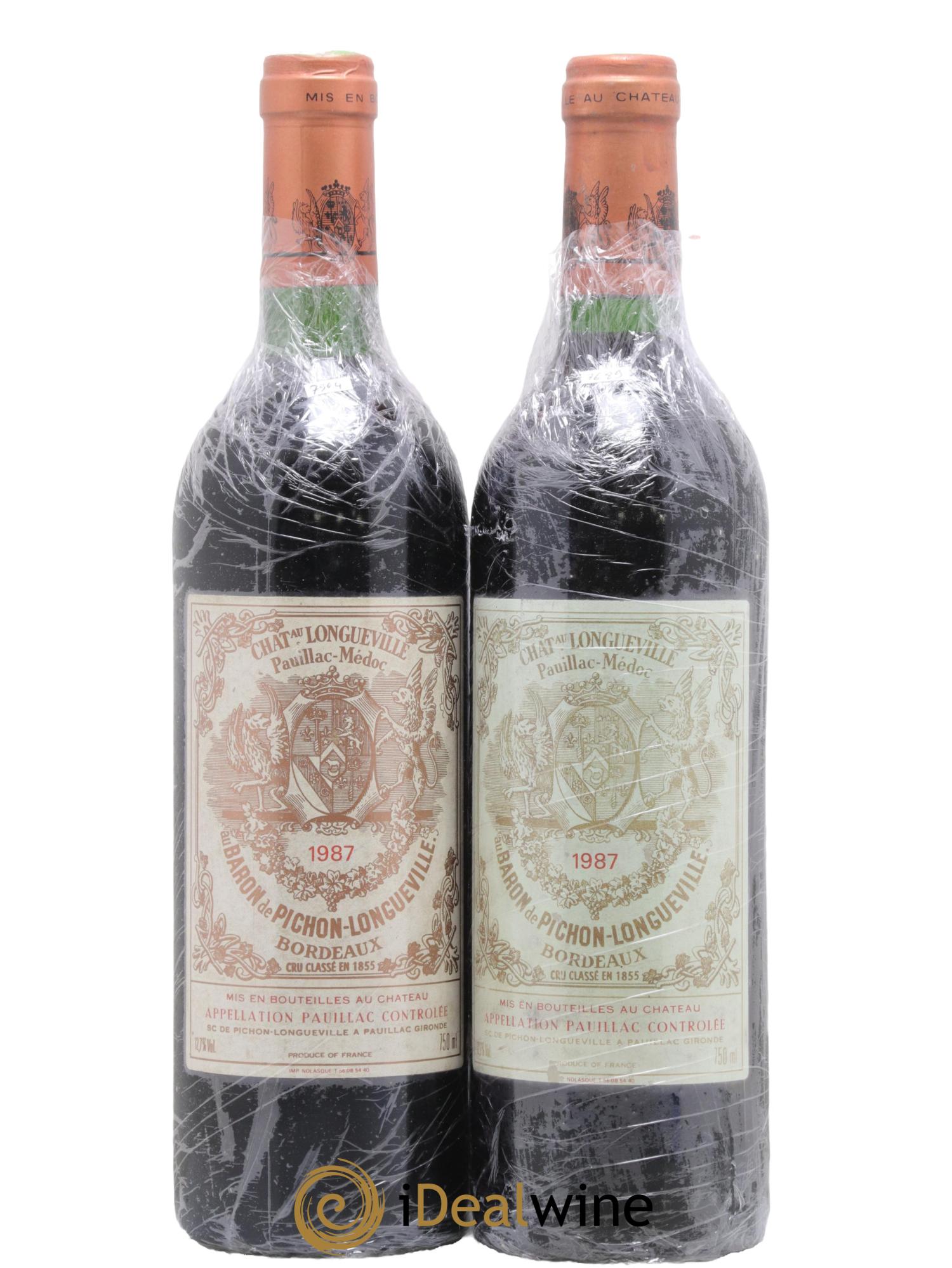 Pichon Longueville Baron 2ème Grand Cru Classé 1987 - Lot de 2 bouteilles - 0