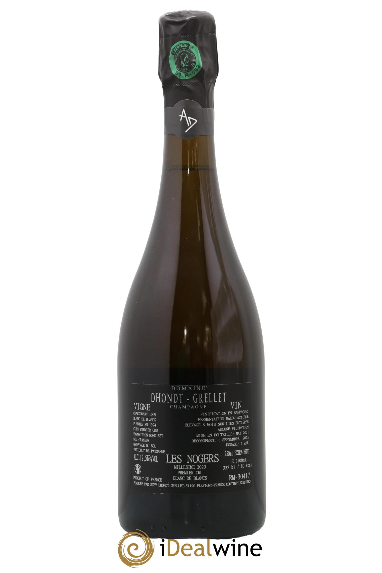 Les Nogers-Premier cru Blanc de Blancs Dhondt Grellet 2020 - Lot de 1 bouteille - 1