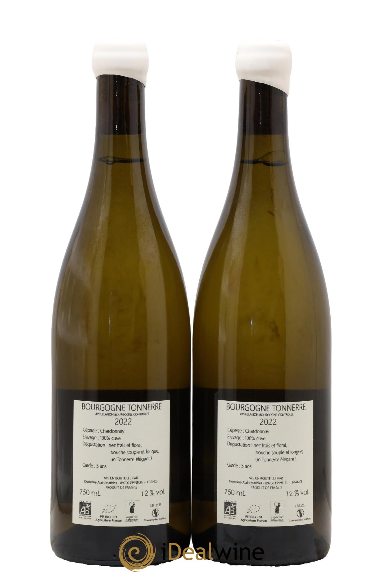 Bourgogne Tonnerre Domaine Alain Mathias 2022 - Lot de 2 bouteilles - 1