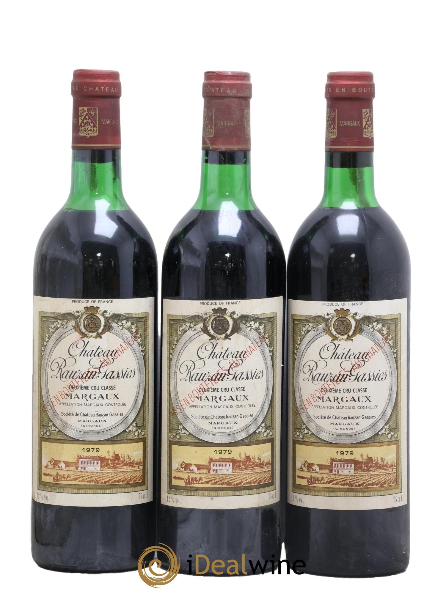 Château Rauzan-Gassies 2ème Grand Cru Classé 1979 - Lot de 3 bouteilles - 0