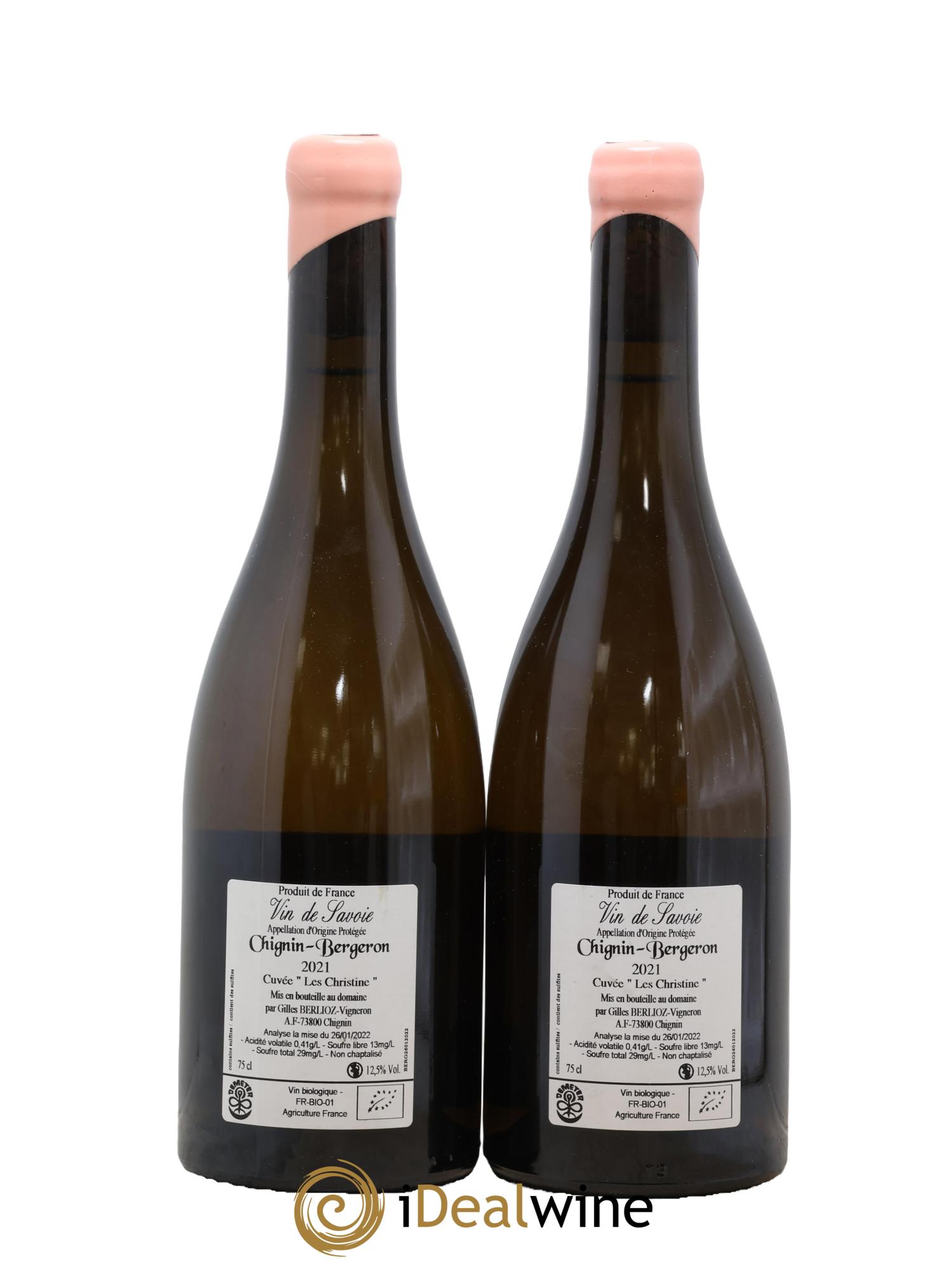 Vin de Savoie Chignin-Bergeron Les Christine Gilles Berlioz 2021 - Posten von 2 Flaschen - 1