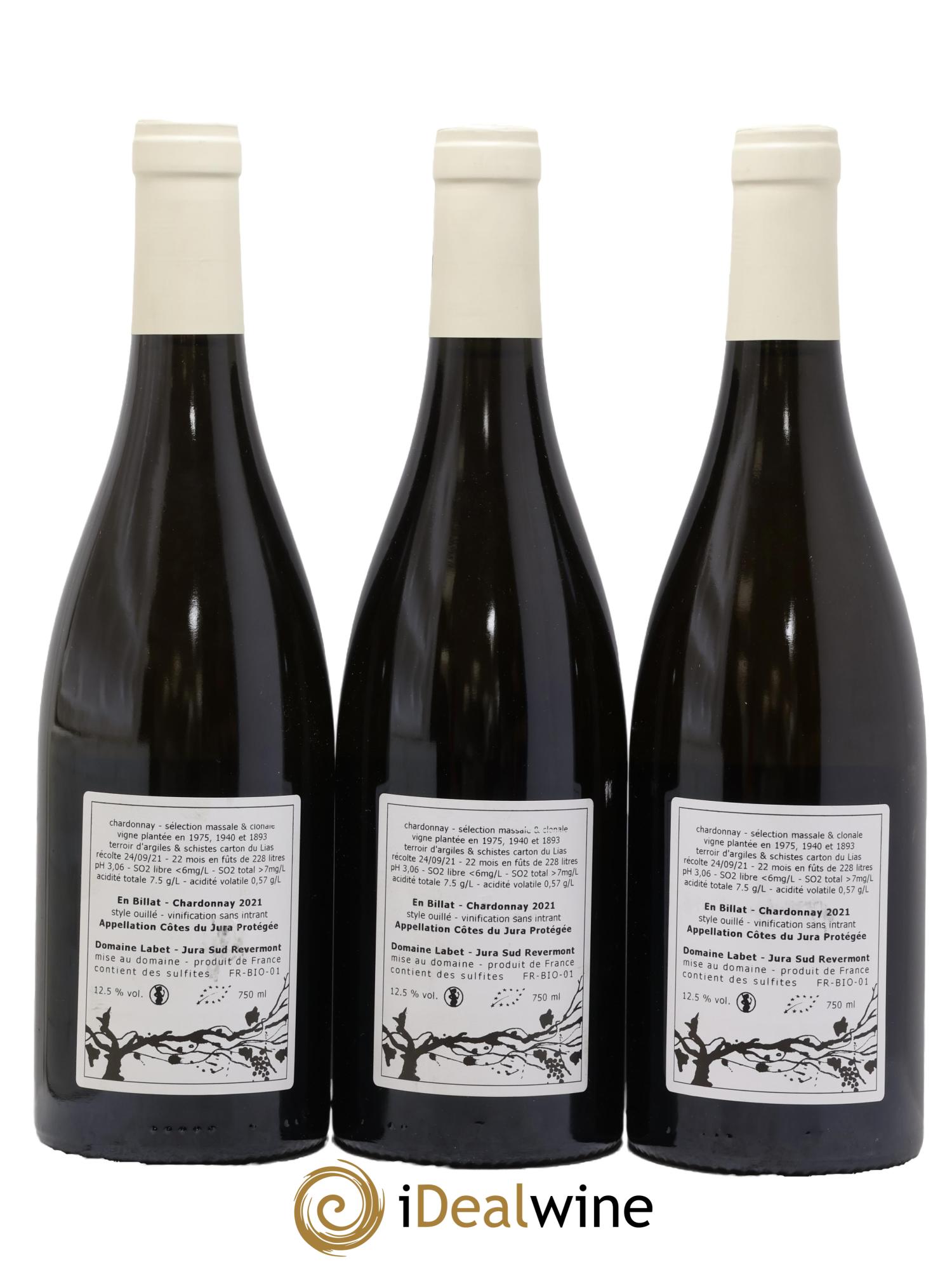 Côtes du Jura Chardonnay En Billat Labet (Domaine) 2021 - Posten von 3 Flaschen - 1