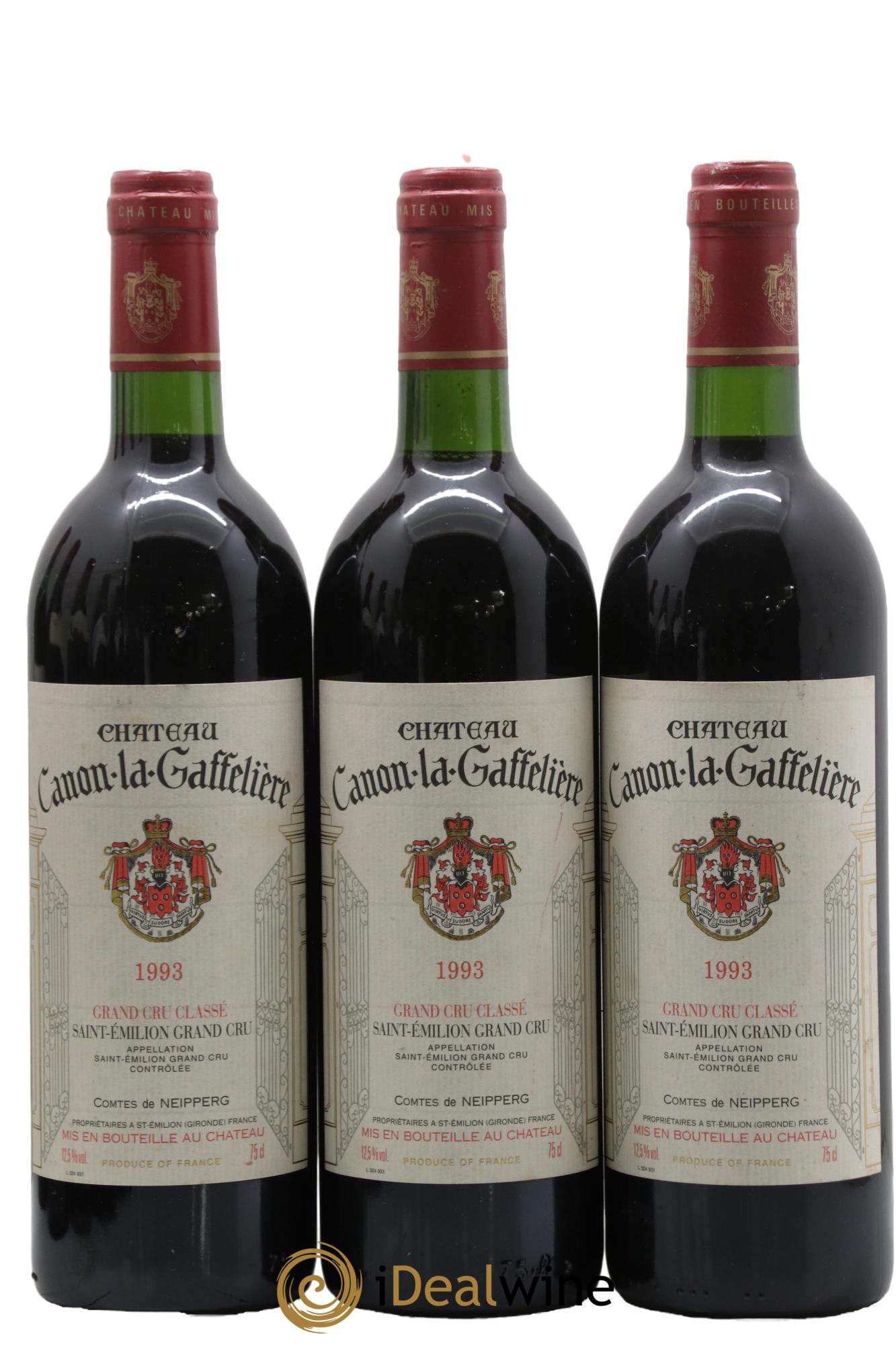 Château Canon la Gaffelière 1er Grand Cru Classé B 1993 - Lot de 3 bouteilles - 0
