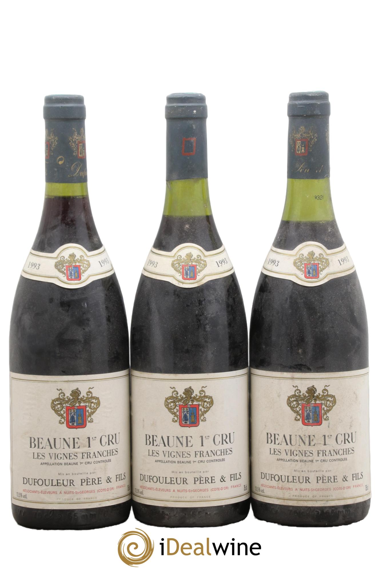 Beaune 1er Cru Les Vignes Franches Dufouleur Père Et Fils 1993 - Posten von 3 Flaschen - 0