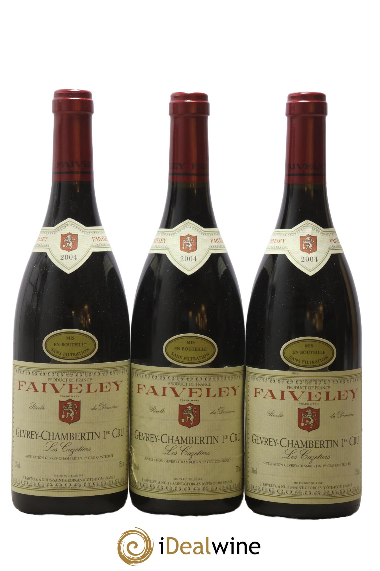 Gevrey-Chambertin 1er Cru Les Cazetiers Faiveley 2004 - Lot of 3 bottles - 0
