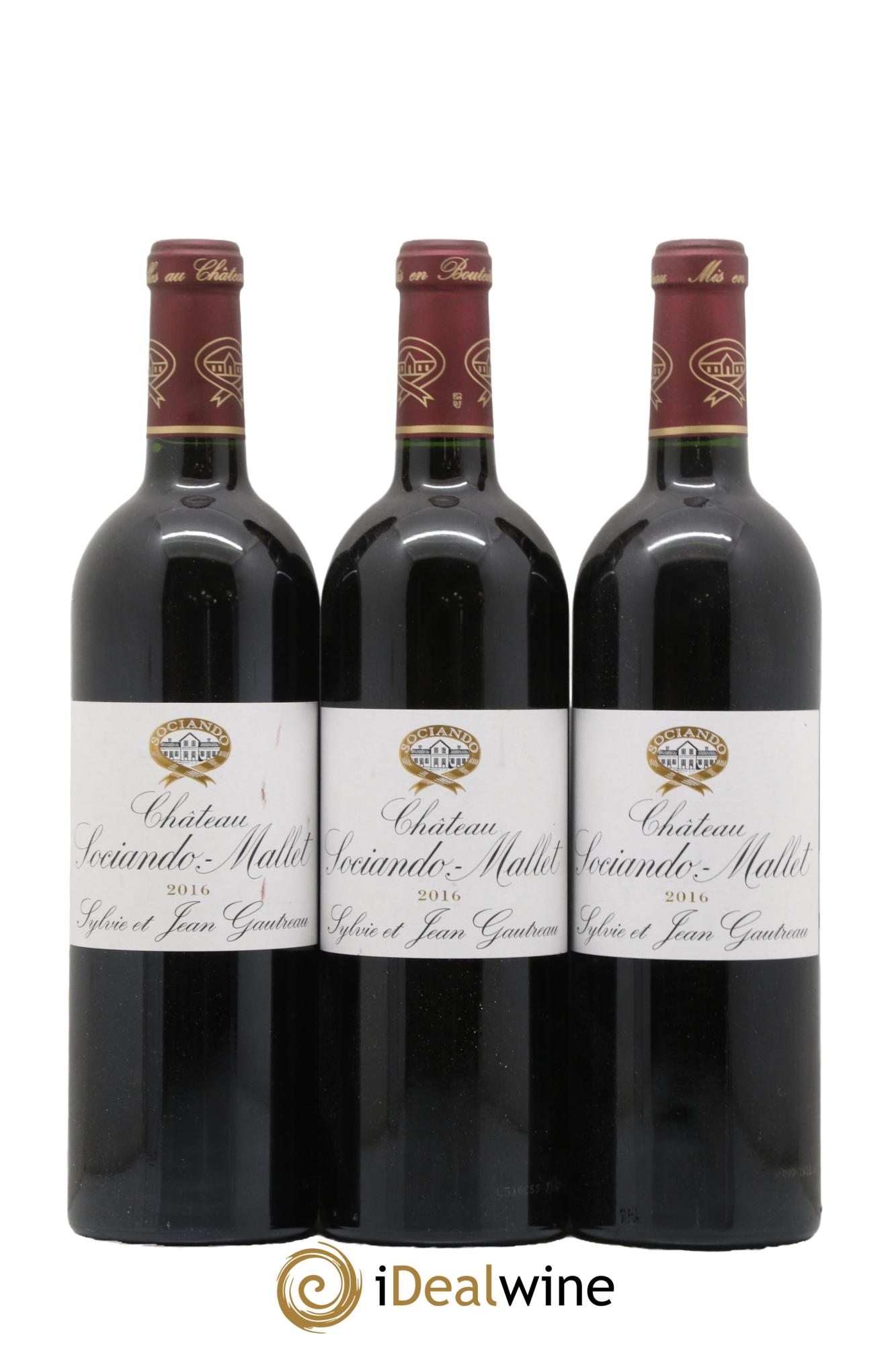Château Sociando Mallet 2016 - Lotto di 3 bottiglie - 0