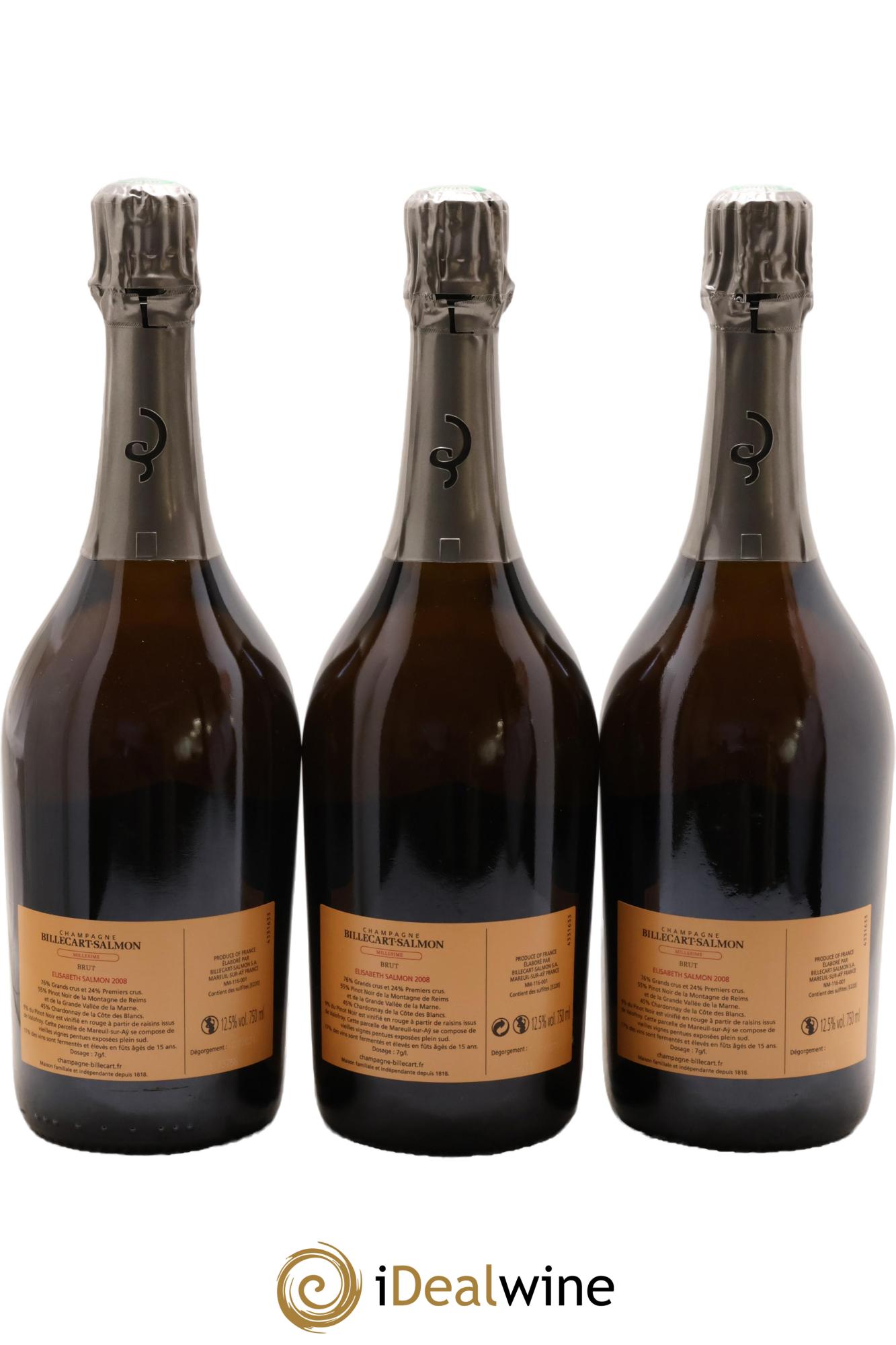 Elisabeth Salmon Billecart-Salmon 2008 - Posten von 3 Flaschen - 1