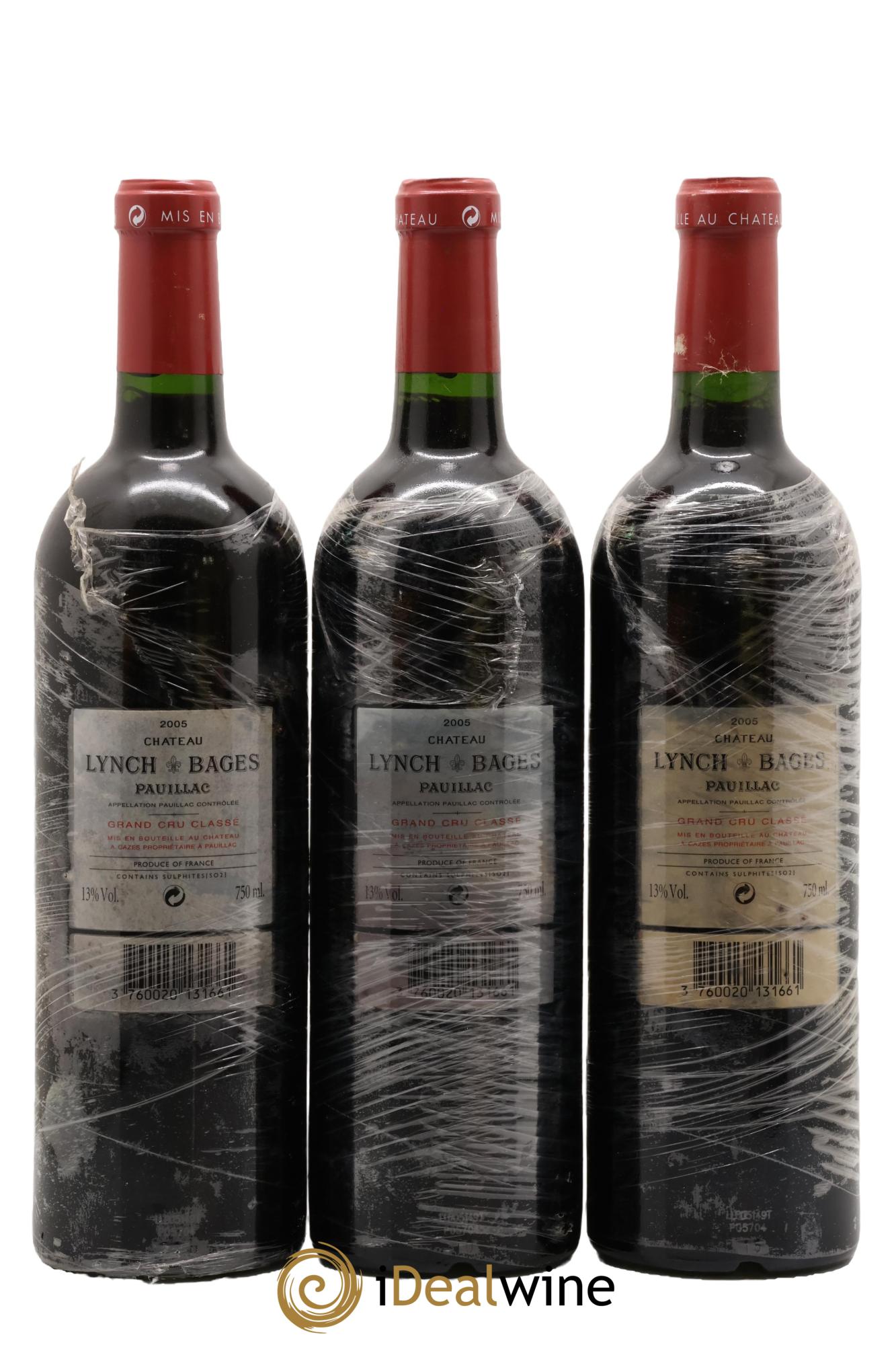 Château Lynch Bages 5ème Grand Cru Classé 2005 - Lot de 3 bouteilles - 1